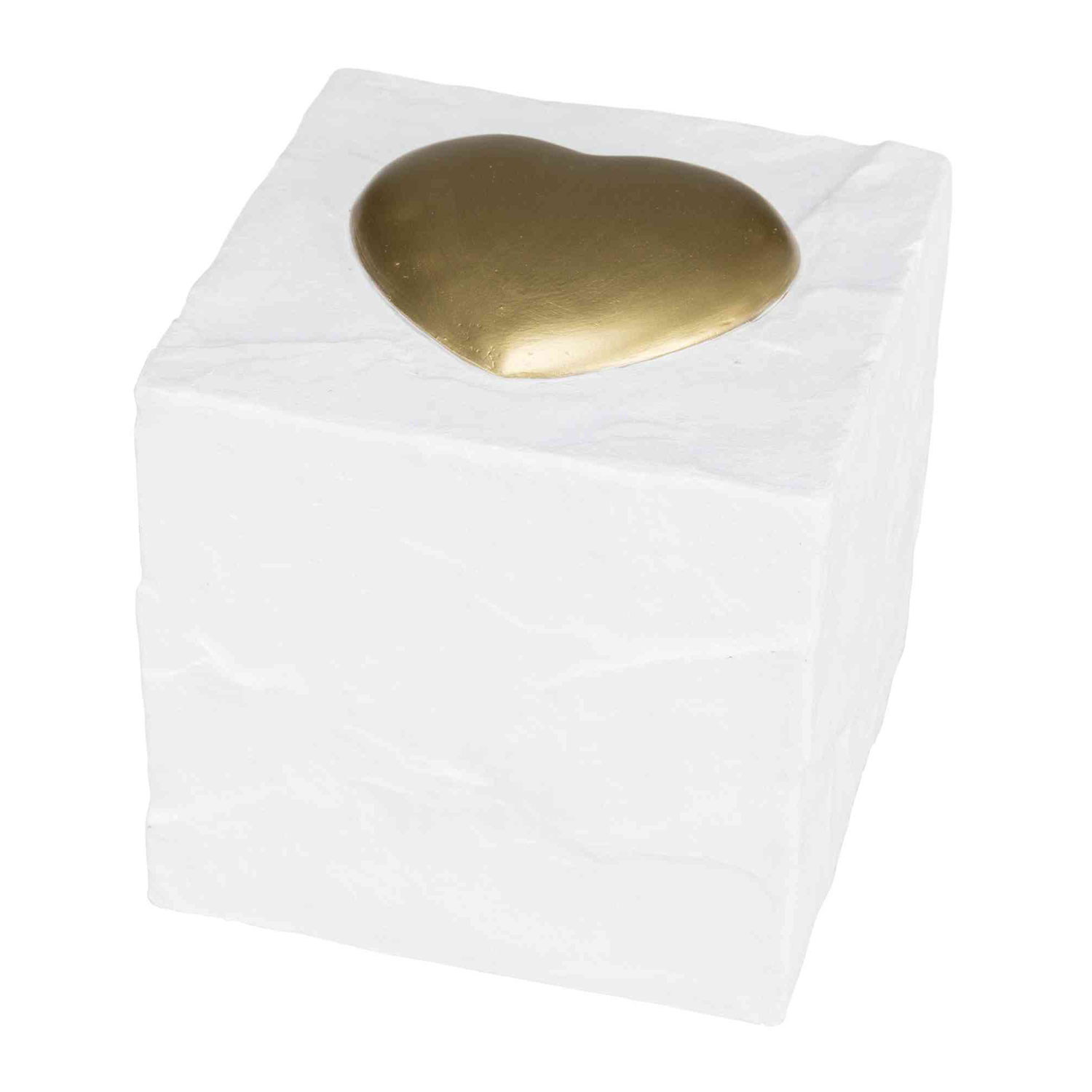Piedra Conmemorativa Cubo Corazón, 11 × 11 × 11 cm, Blanco