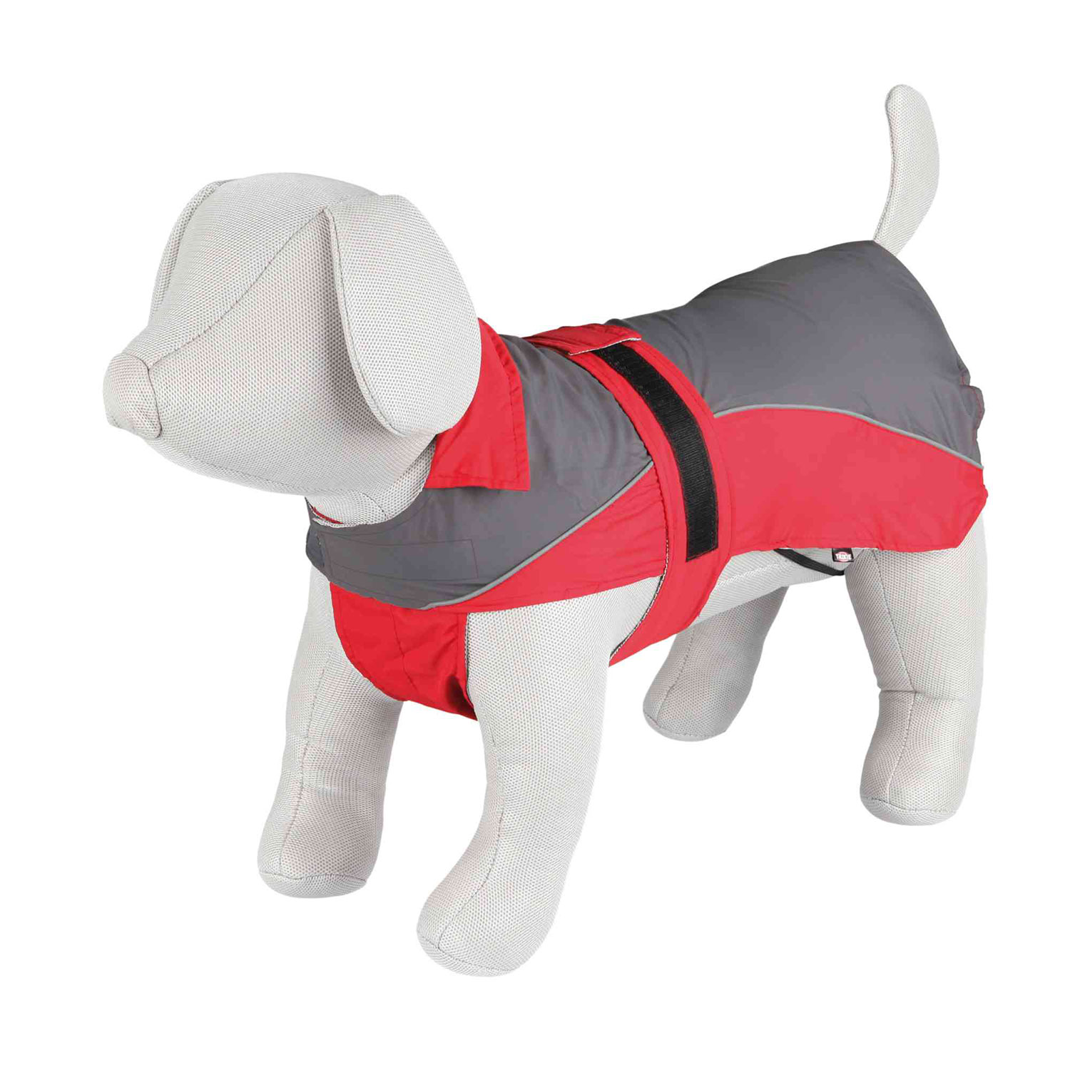 Abrigo Impermeable Lorient, XS, 25 cm, Rojo-Gris