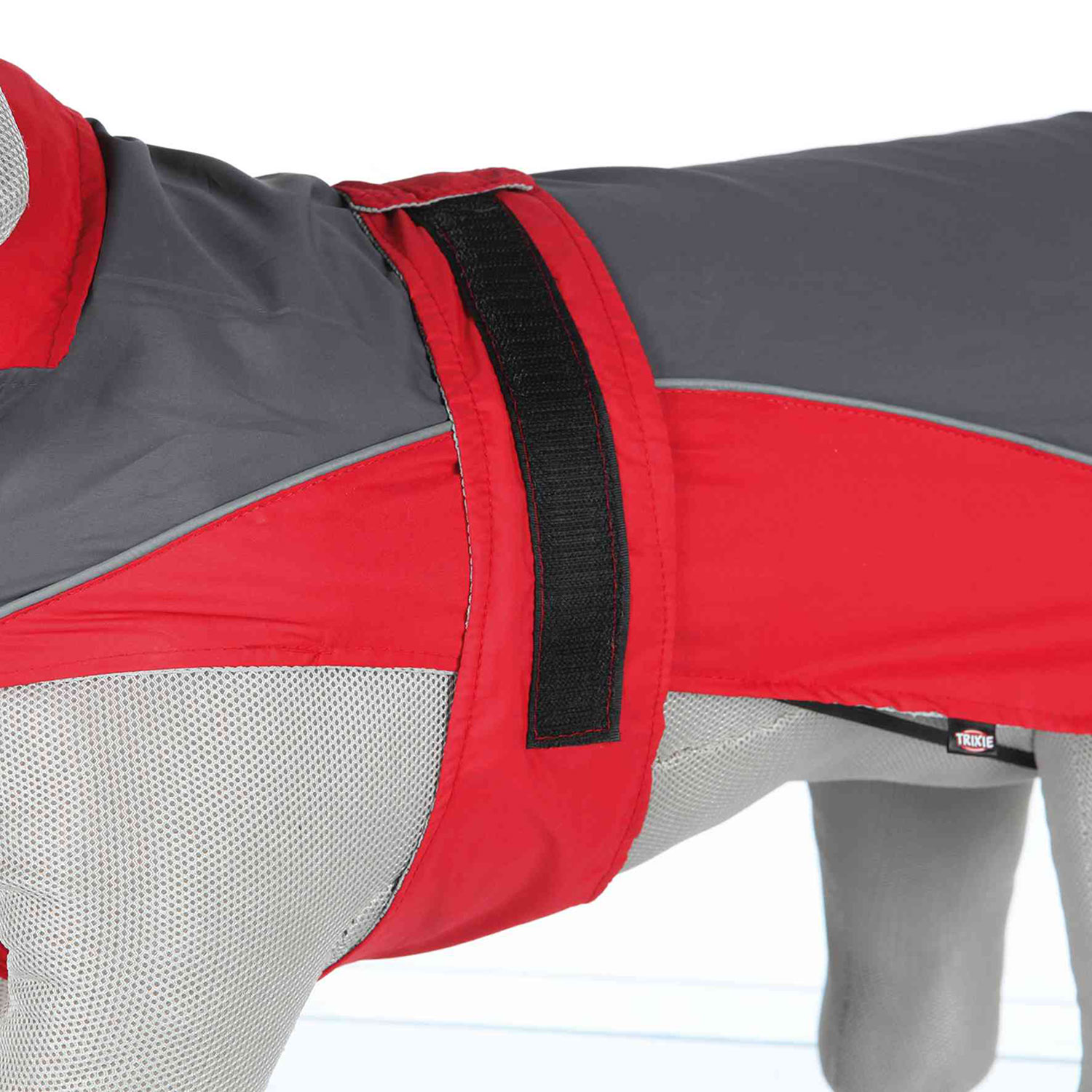Abrigo Impermeable Lorient, XS, 25 cm, Rojo-Gris