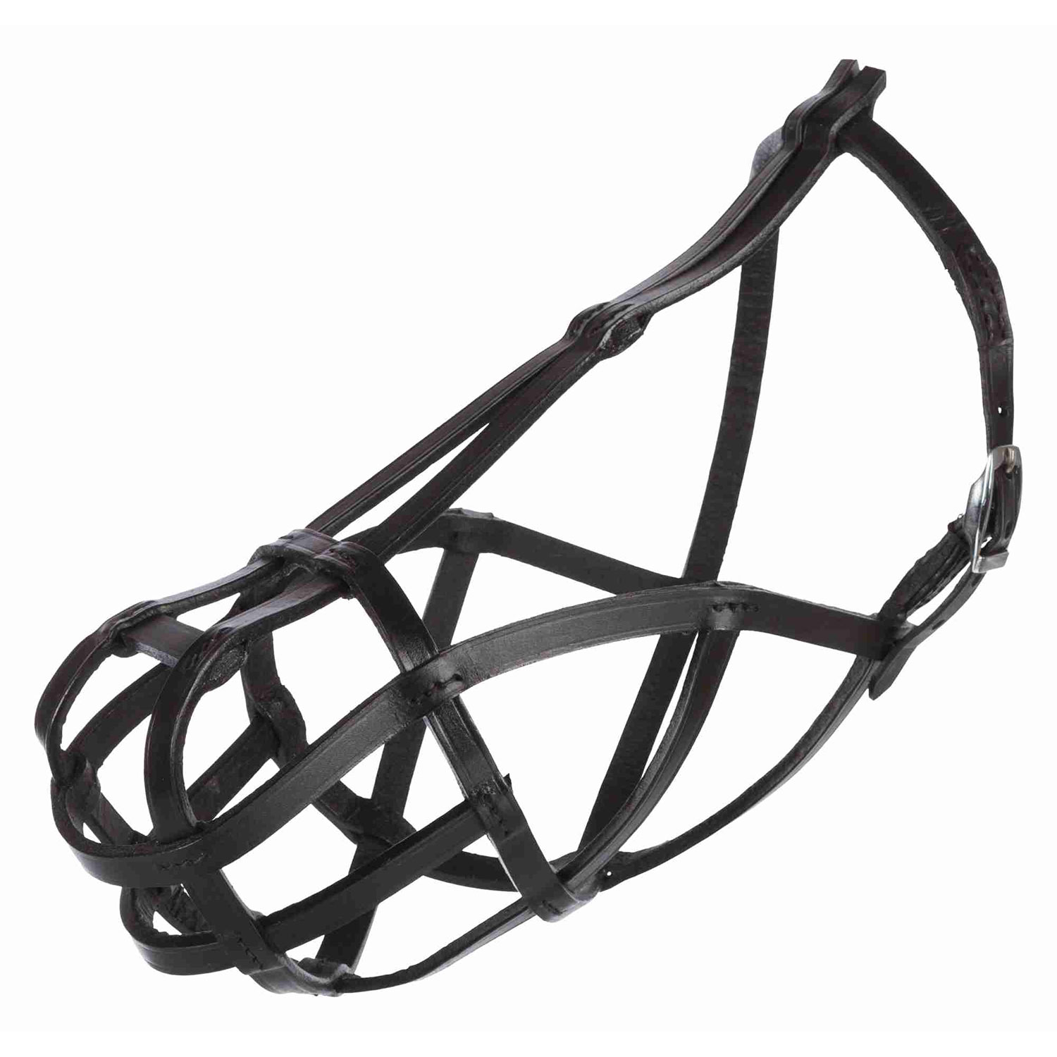 Bozal con cintas de Cuero, L, 23 cm, Negro