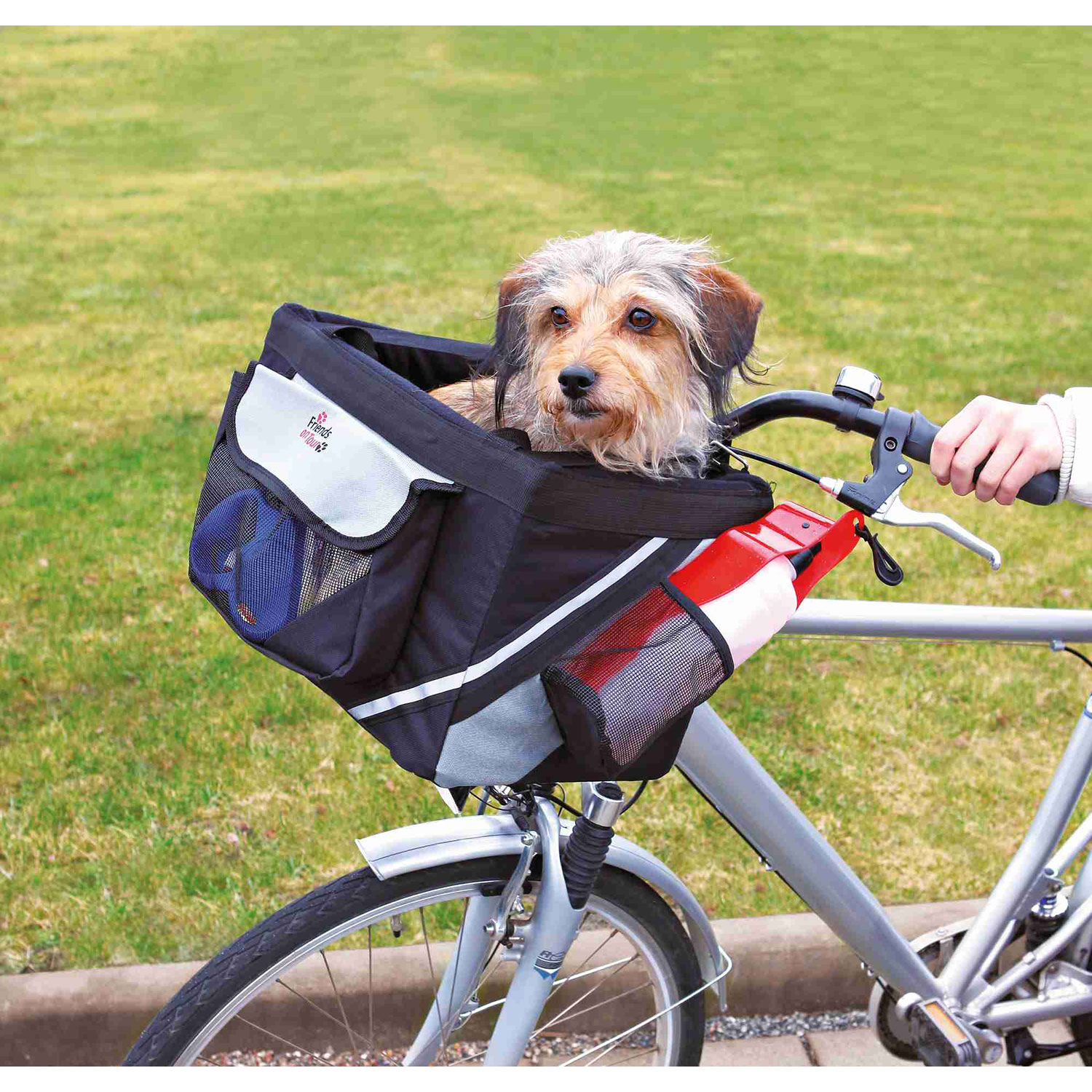 Cesta Bicicletas frontal, 38 × 25 × 25 cm, Negro-Gris