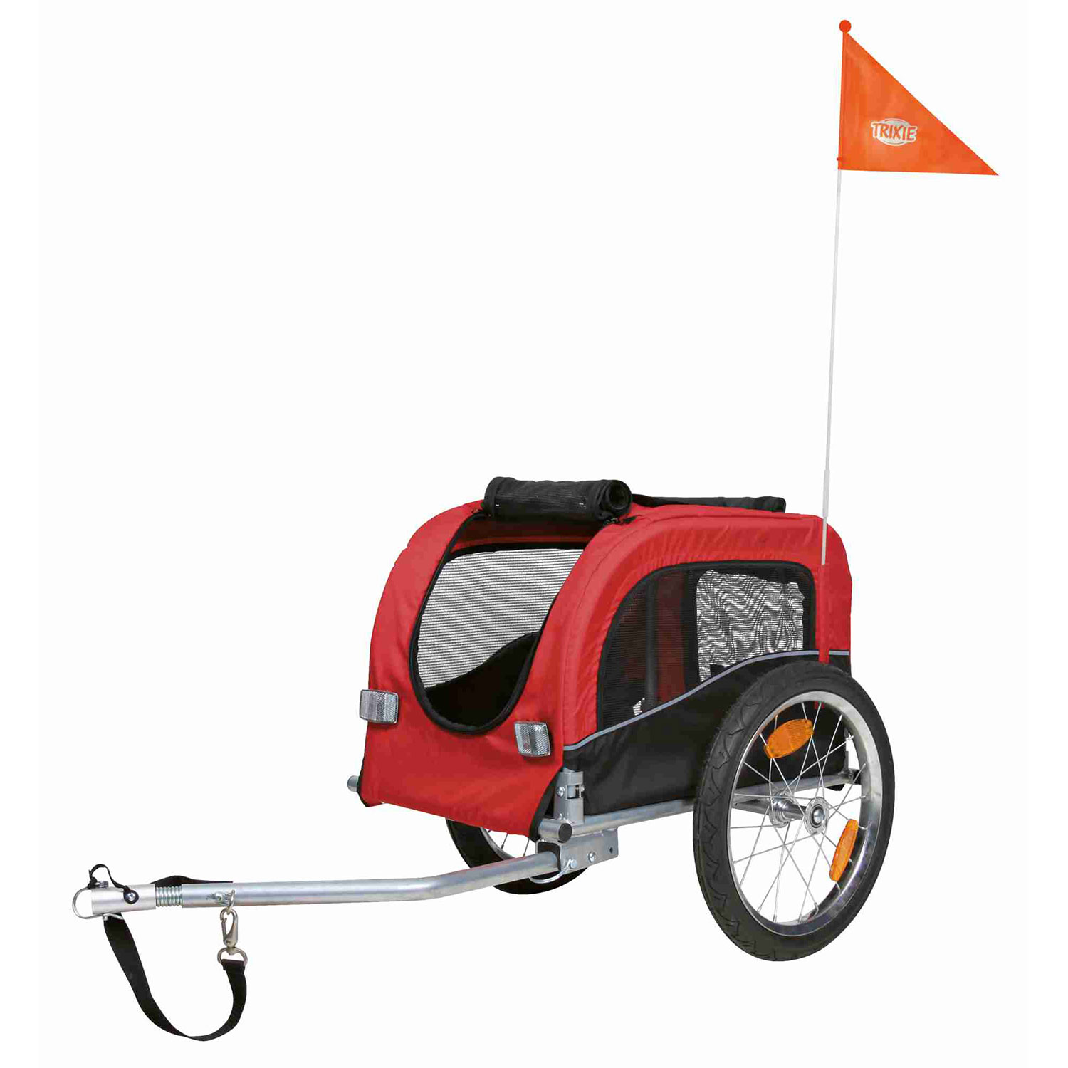 Tráiler Bicicleta, S, 53 × 60 × 60/117 cm, Rojo-Negro