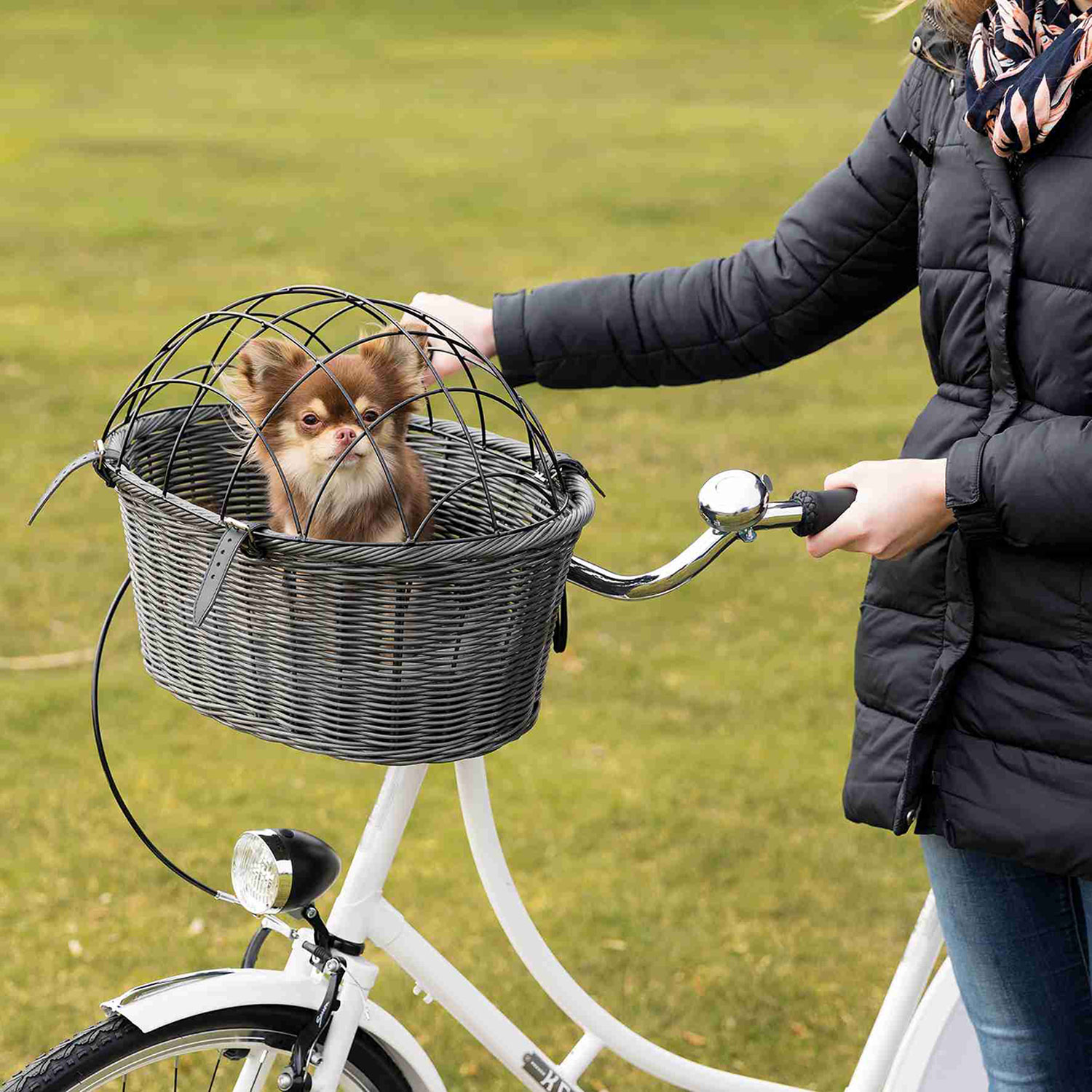 Cesta Bicicleta con Enrejado, 44 × 34 × 35 cm, Gris