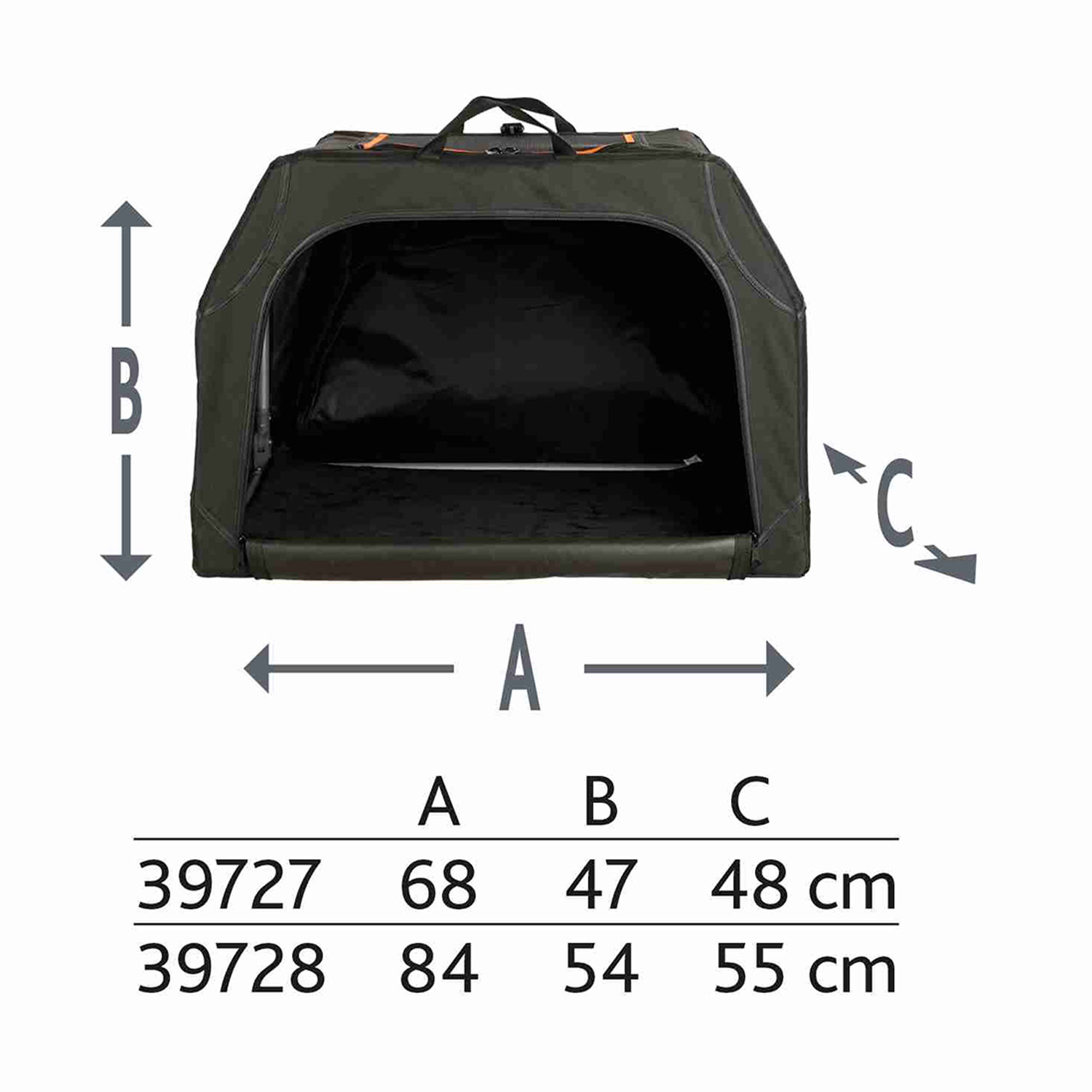 Caja Transporte, Expandible, S–M, 68 × 47 × 48 cm, Negro-Naranja