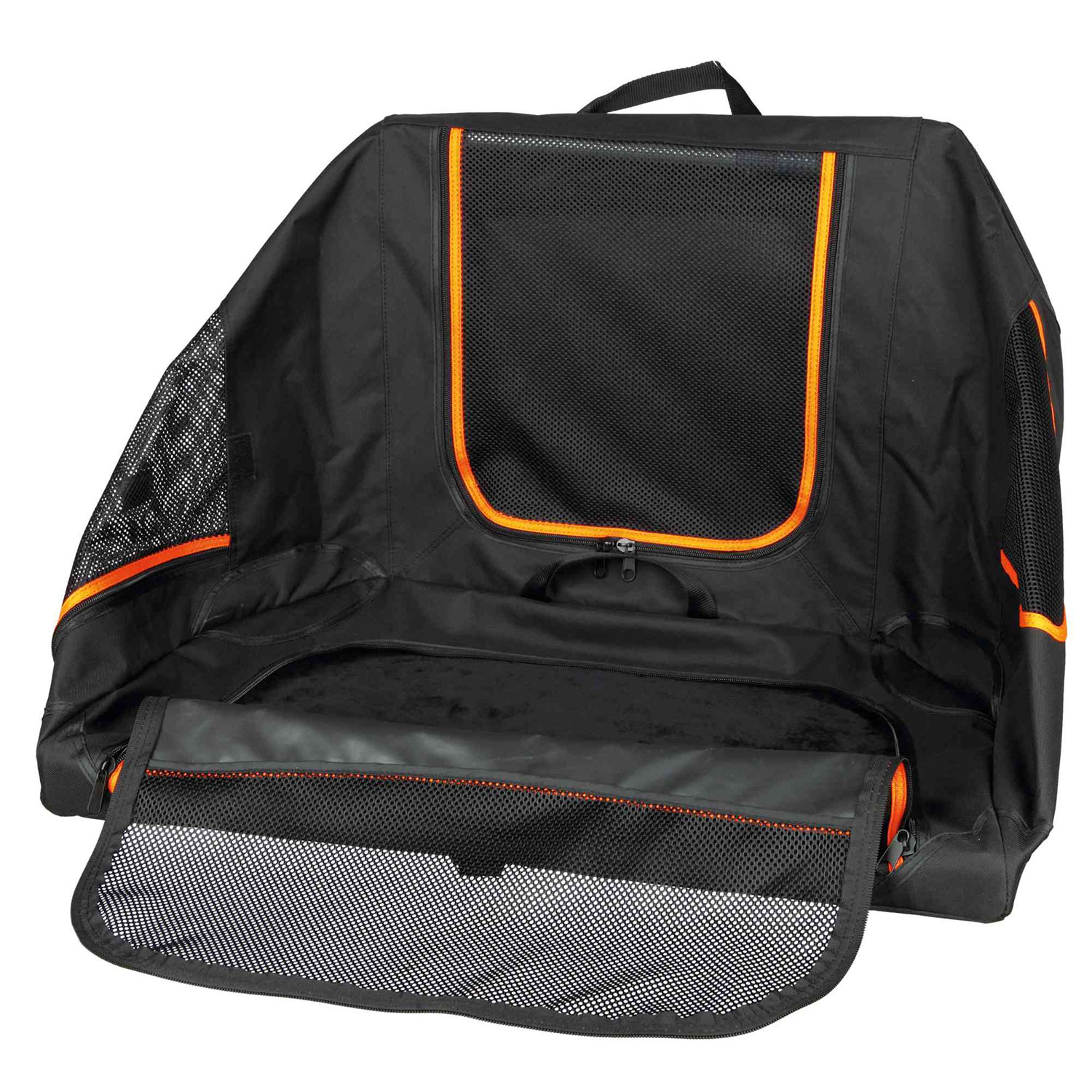 Caja Transporte, Expandible, S–M, 68 × 47 × 48 cm, Negro-Naranja