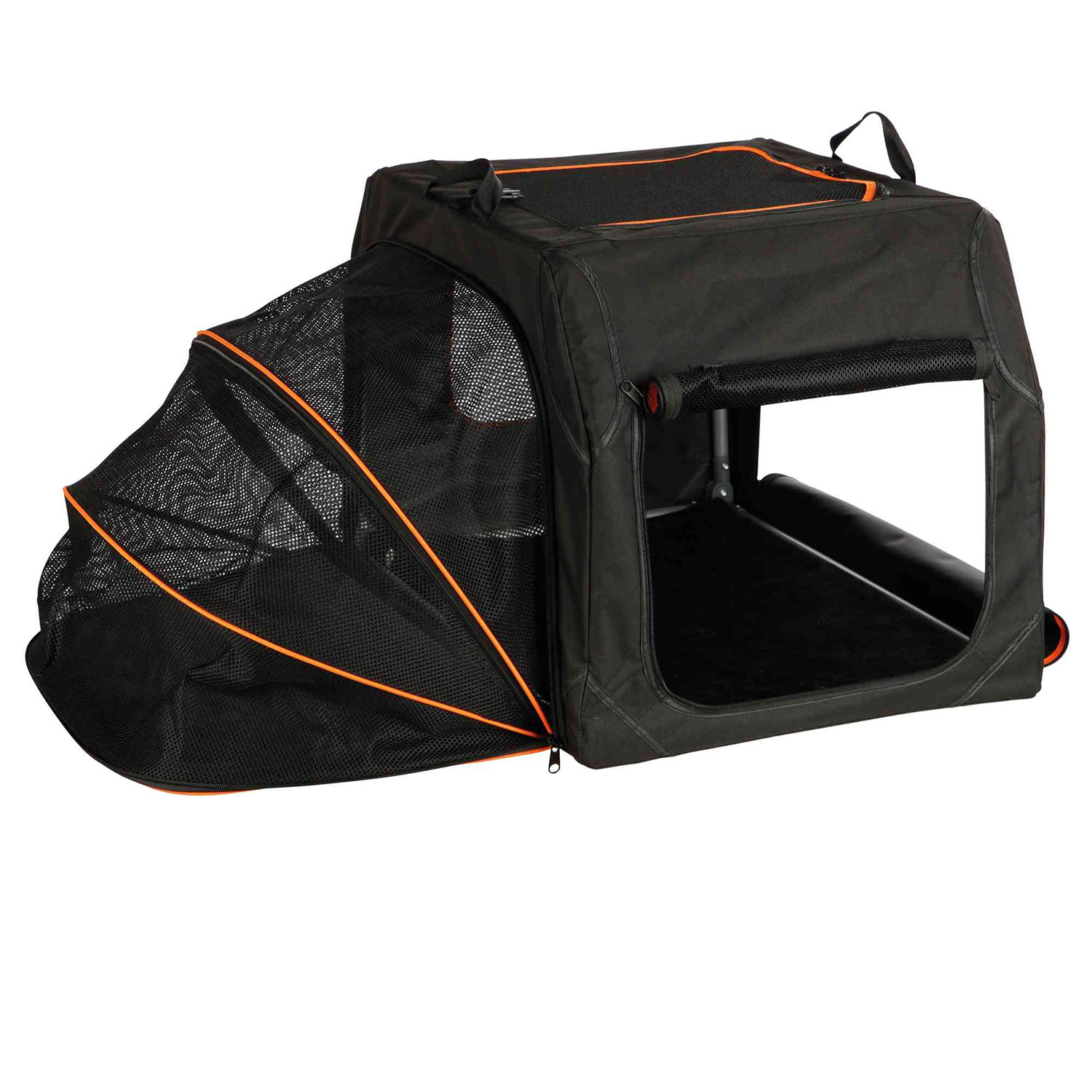 Caja Transporte, Expandible, S–M, 68 × 47 × 48 cm, Negro-Naranja