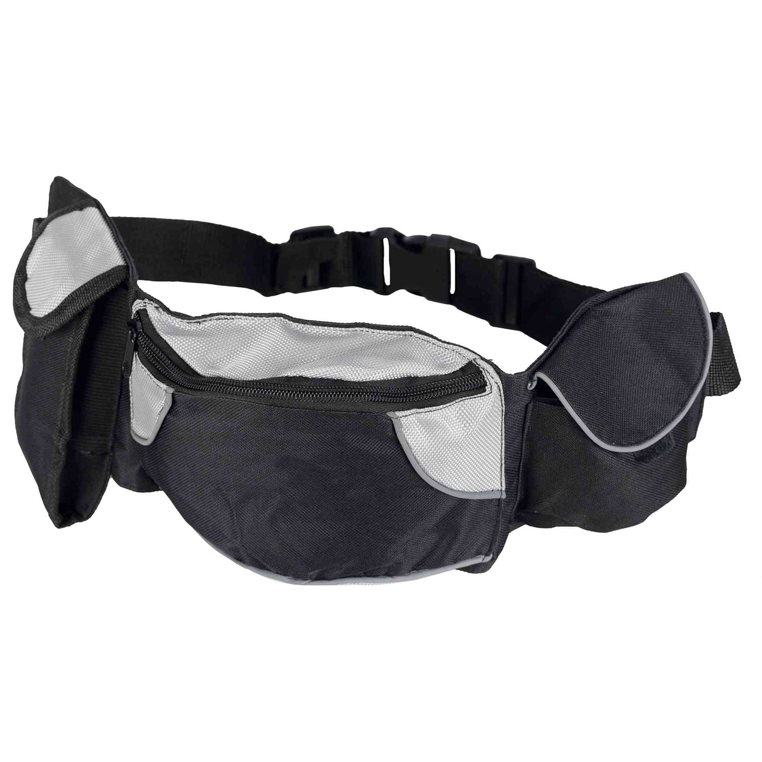 Cinturón Bolsa Nylon extra, 62-125 cm, Negro-Gris
