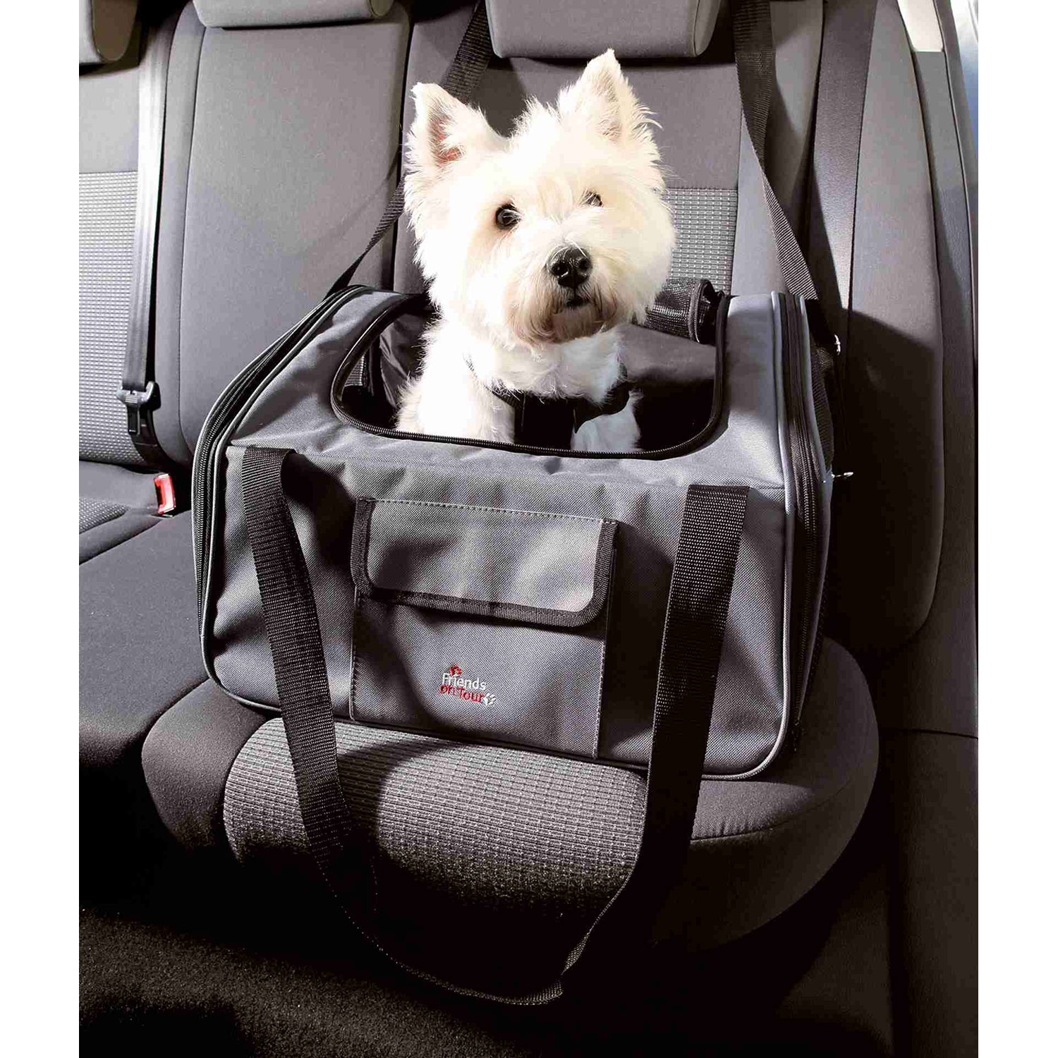 Asiento Coche, Poliéster, 44 × 30 × 38 cm, Gris-Negro