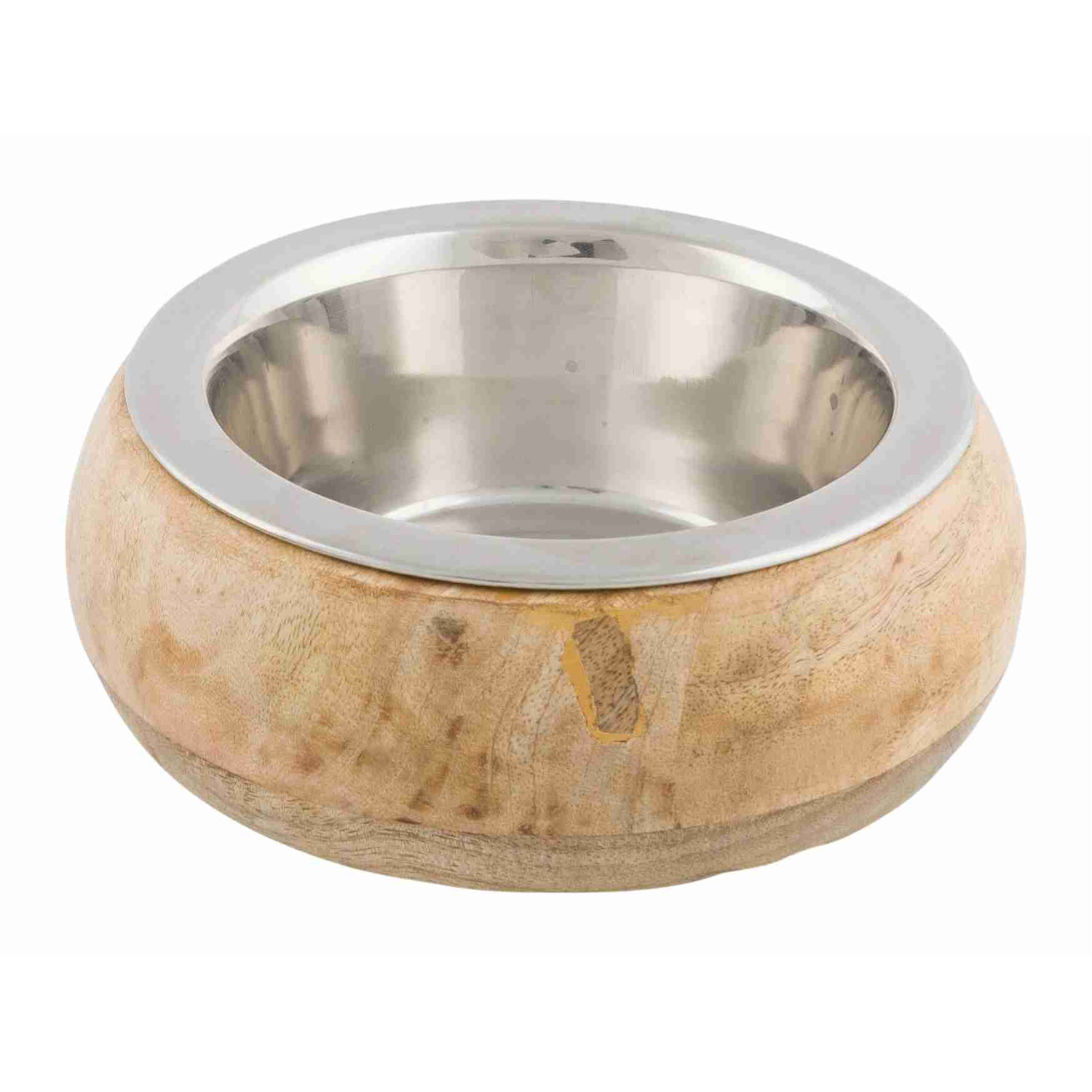 Comedero Acero Inox, Marco Madera, 0.45 l/ø16 cm