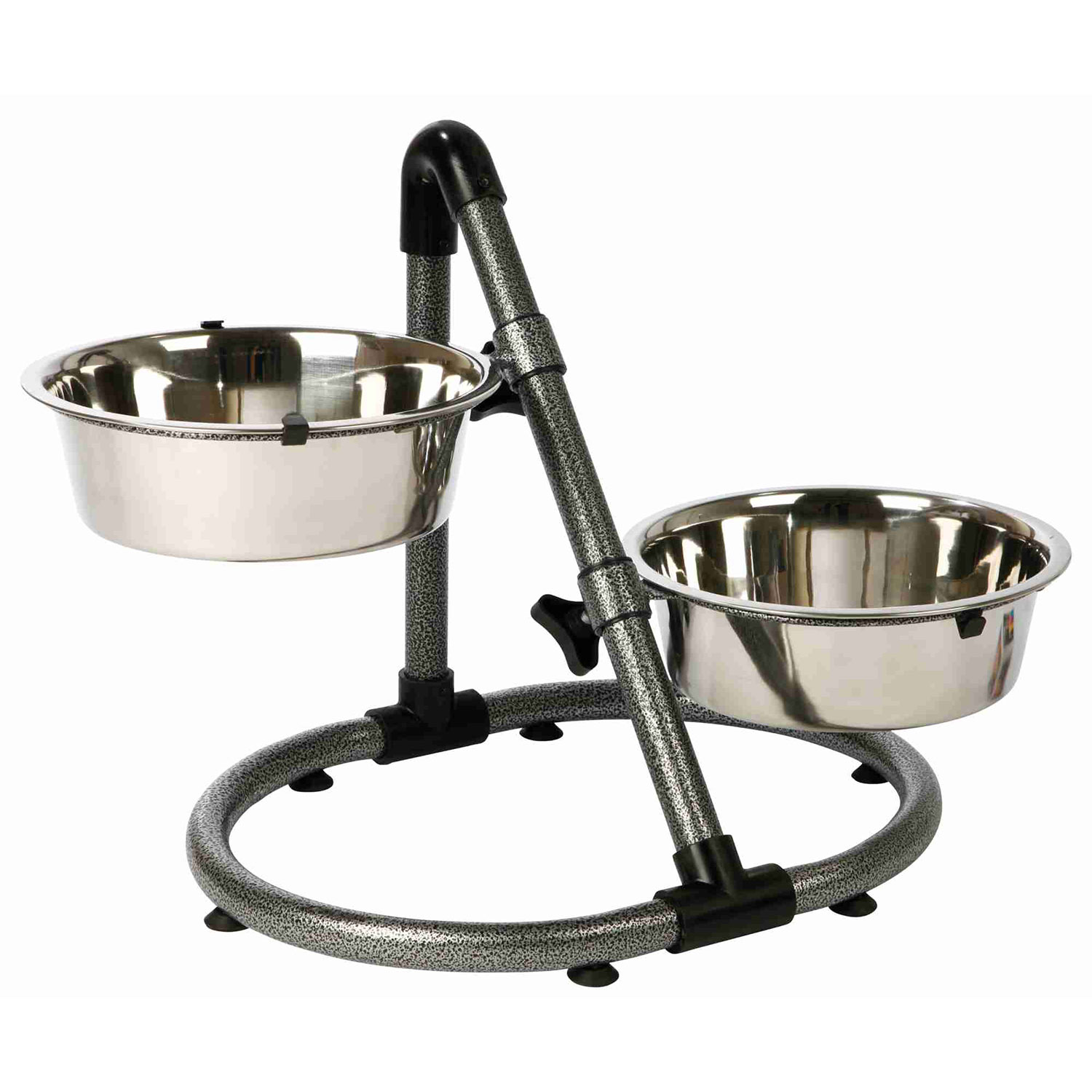 Soporte triangular, 2 comederos, Altura ajustable 2 x 2.8 l/ø24 cm