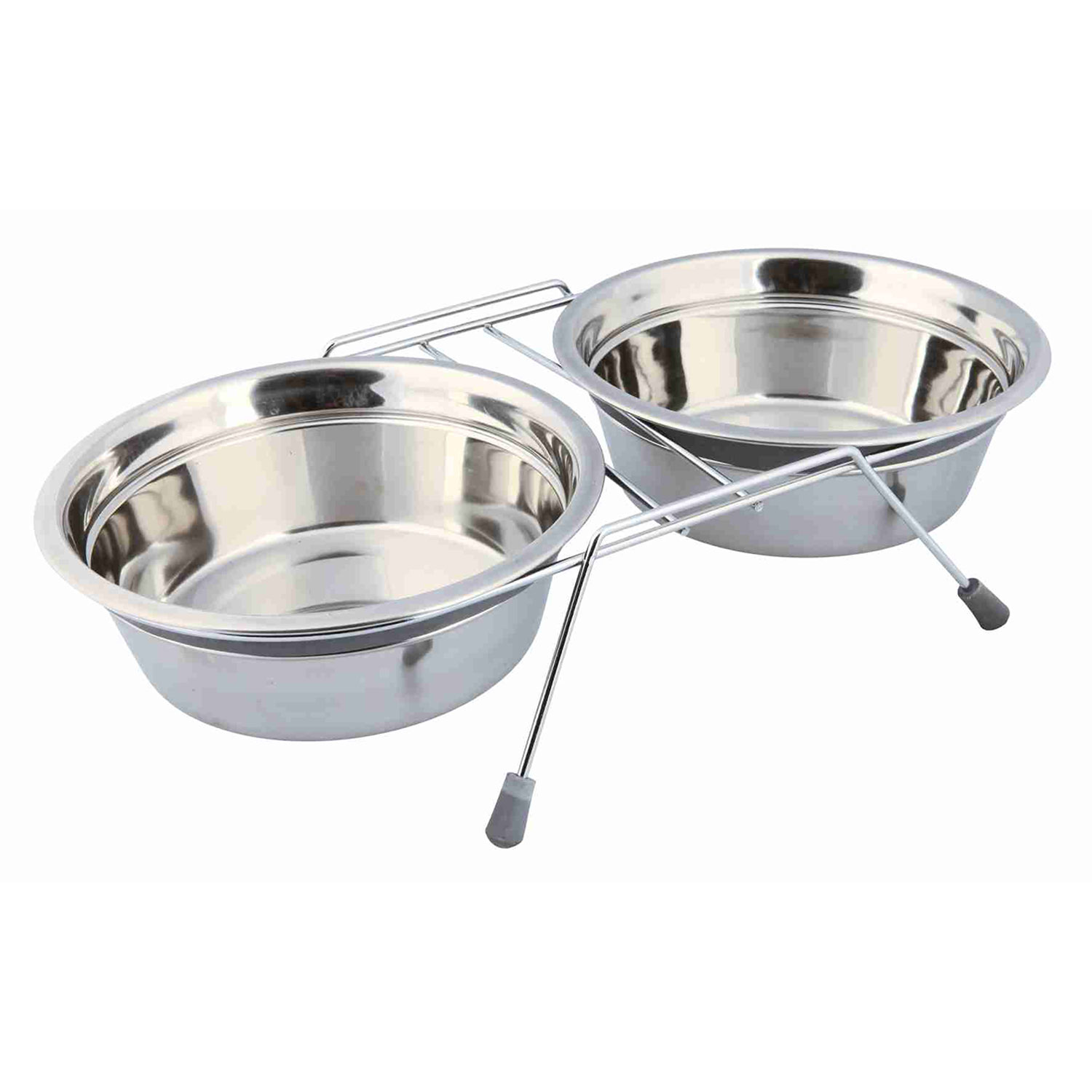 Comedero Doble, Acero Inox, Antivibración, 1.5 l, ø21 cm