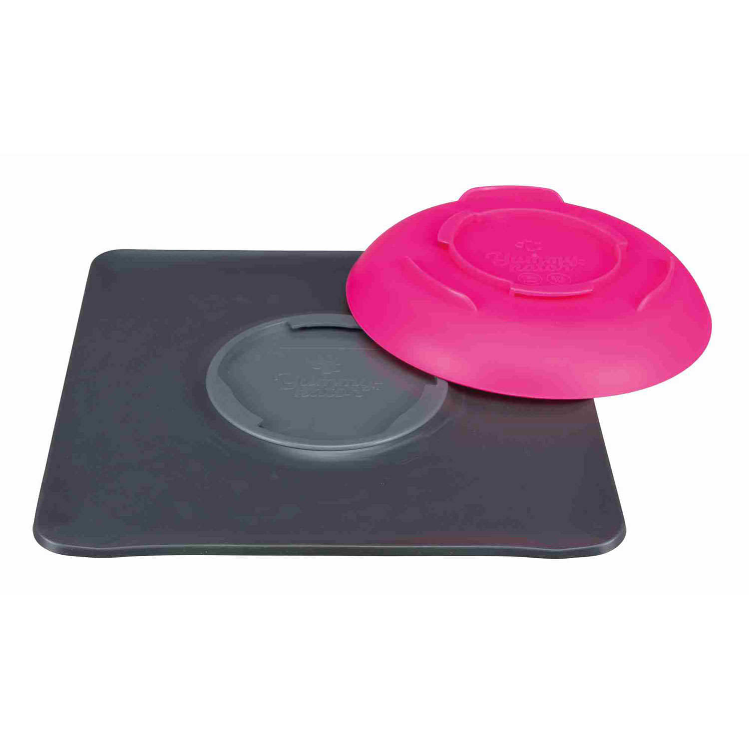Comedero Antideslizante Yummynator, 400 ml/24 × 24 cm, Rosa-Gris