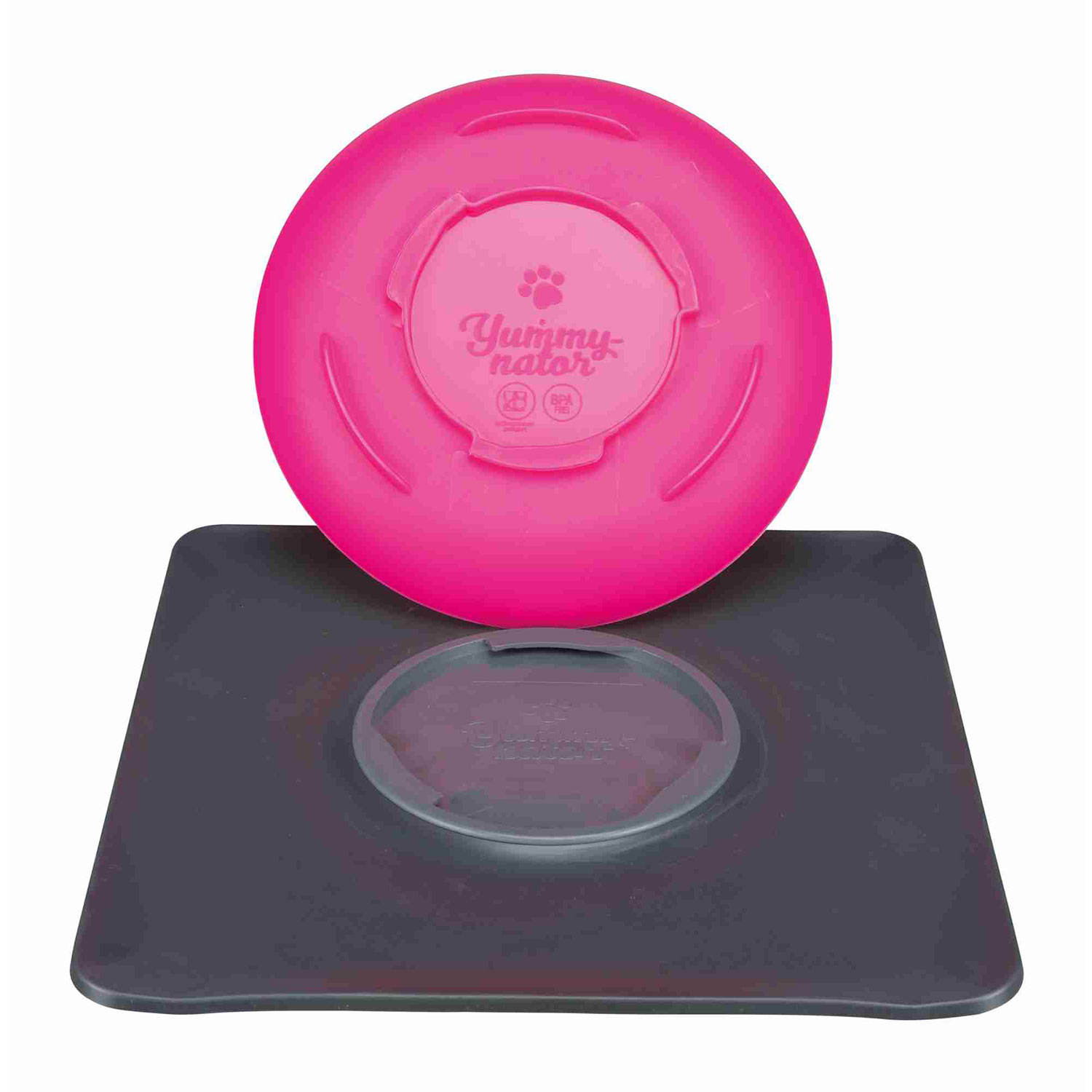 Comedero Antideslizante Yummynator, 400 ml/24 × 24 cm, Rosa-Gris