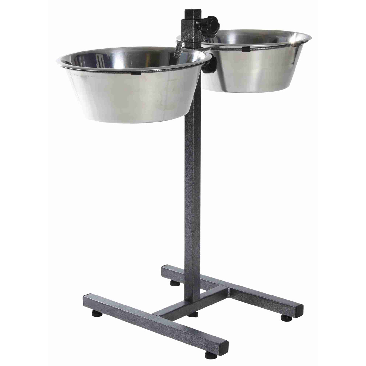 Barra 2 comederos, 4.5 l, ø29 cm, pie en H, 60 cm, Gris