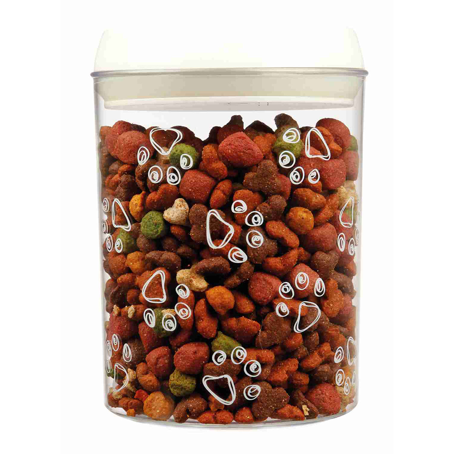 Tarro Alimento-Snack, Plástico 1.5l, ø12 × 17.5 cm, Blanco