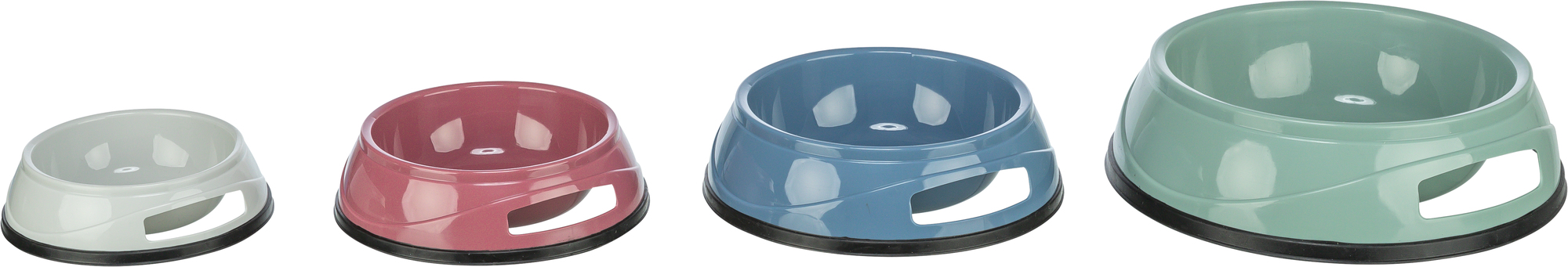 Comedero Plástico Pesado, Anillo Caucho, 0.3l, ø12 cm