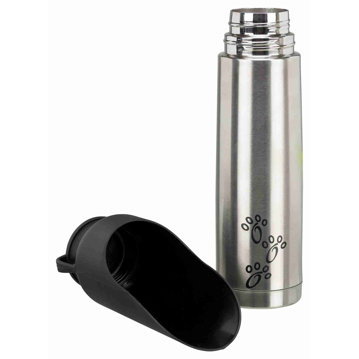Termo-Bebedero Viaje, Acero Inoxidable/Plástico, 500 ml, Plata-Negro