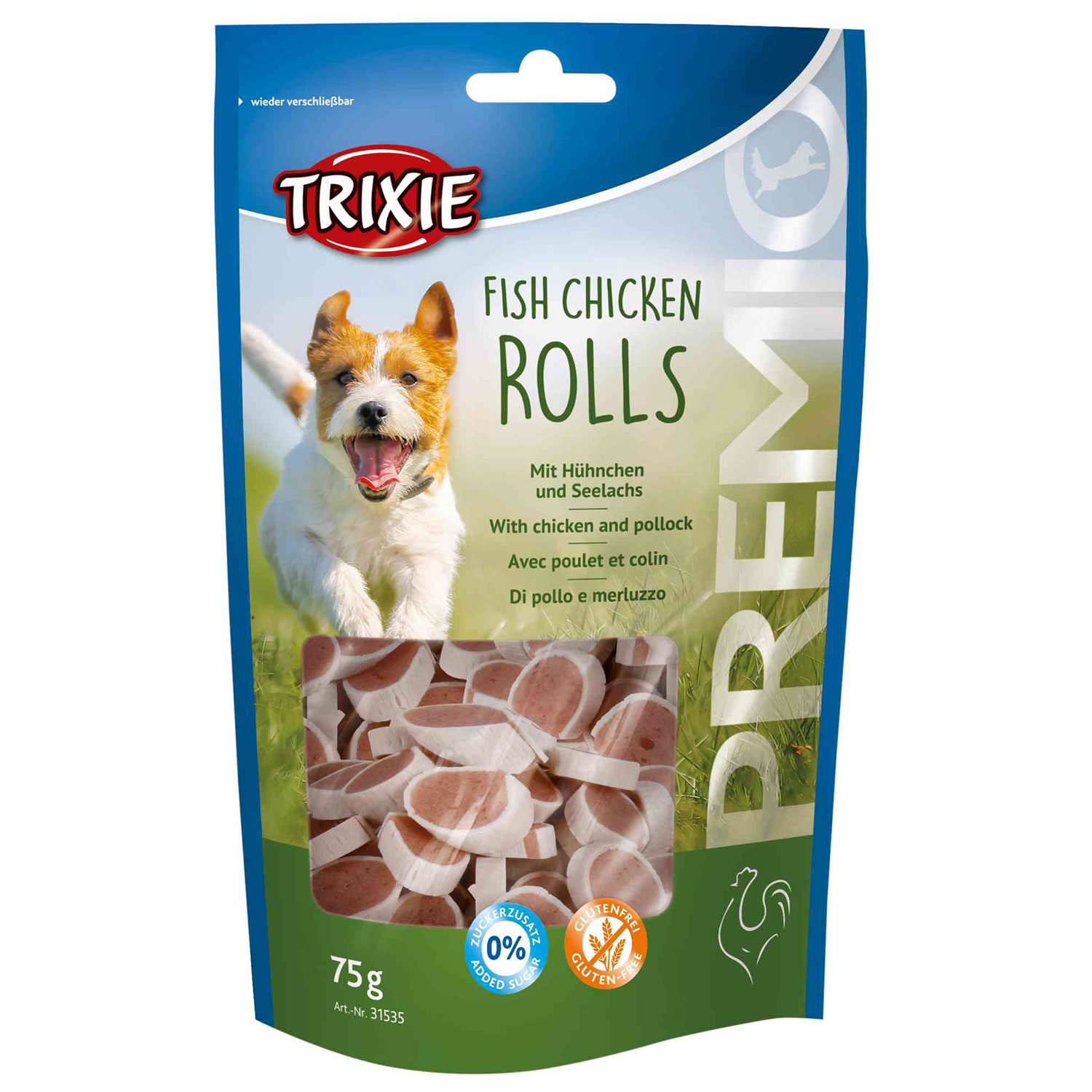 Snack PREMIO Chicken & Fish Rolls, 75 g