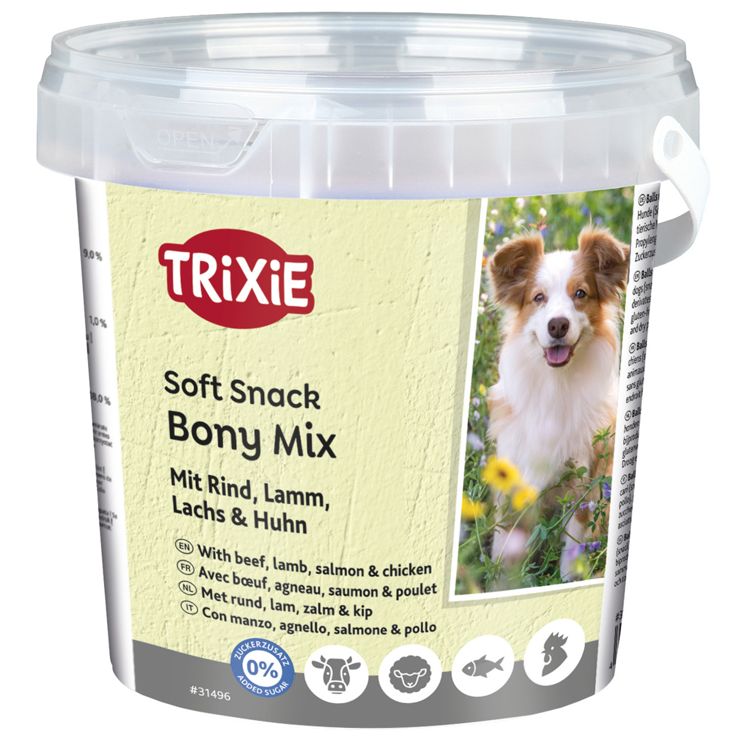 Bote Soft Snack Bony Mix, 500 g, Pollo, Salmón, Cordero