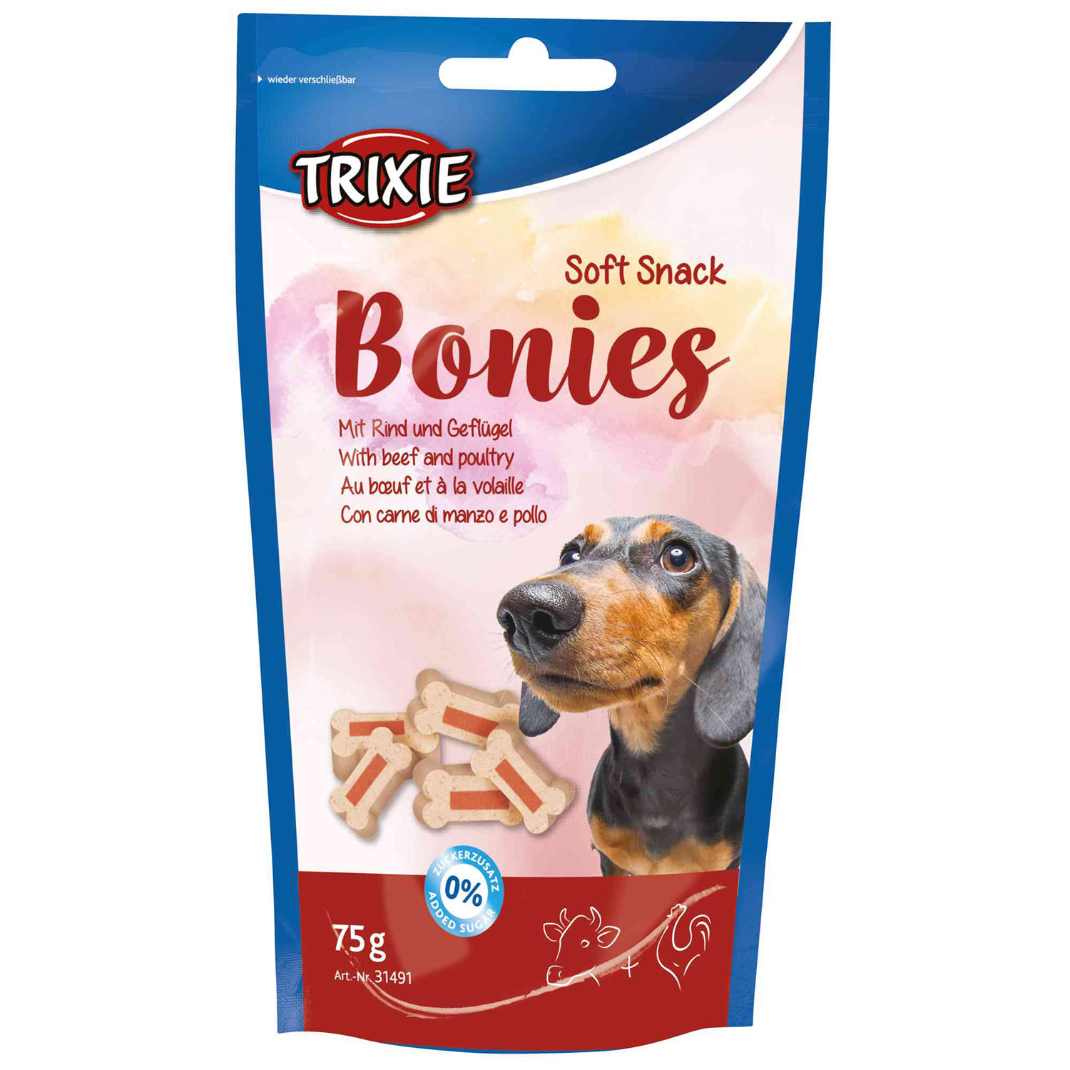 Snack Soft Snack Bonies, 75 g, Ternera y Ave