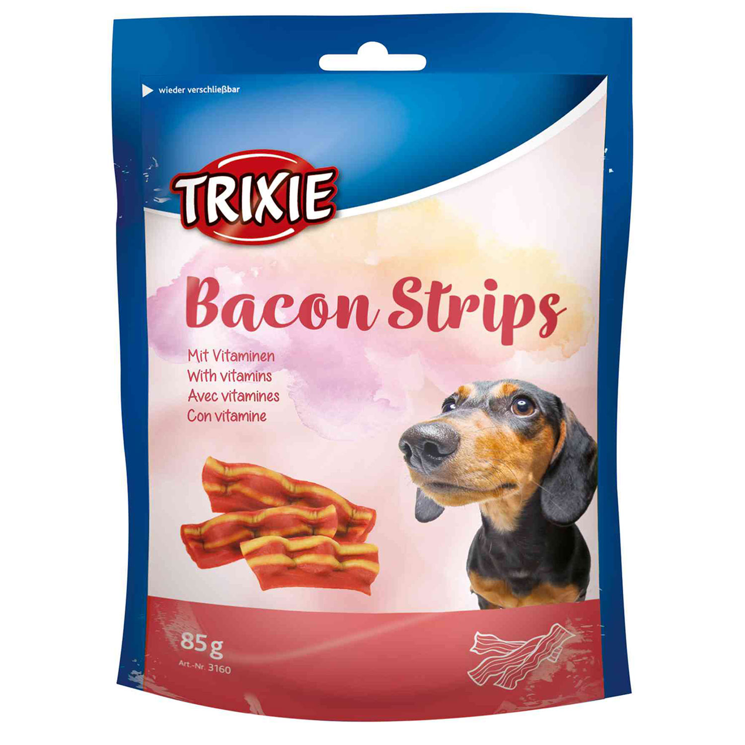 Snacks Perros, Bolsa Zip, Tiras Bacon, 85 g