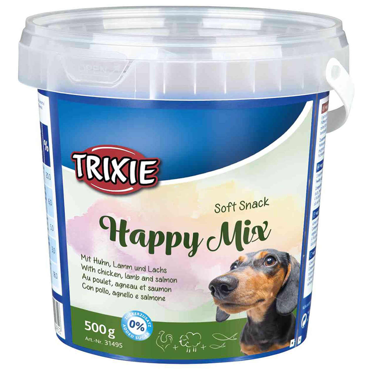 Bote Soft Snack Happy Mix, 500 g, Pollo, Salmón, Cordero