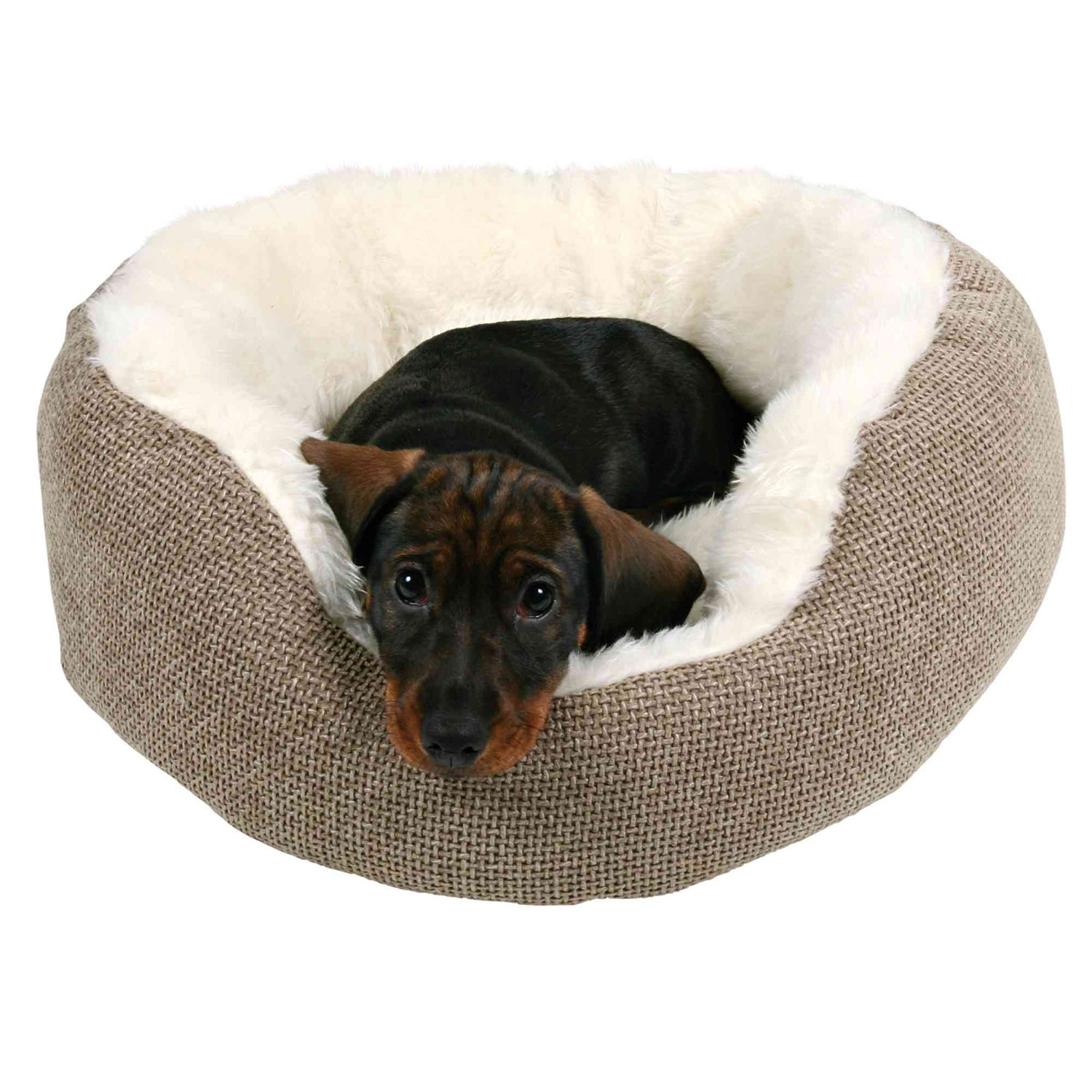 Cama Confort Yuma, 45 cm, Marrón-Blanco Lana