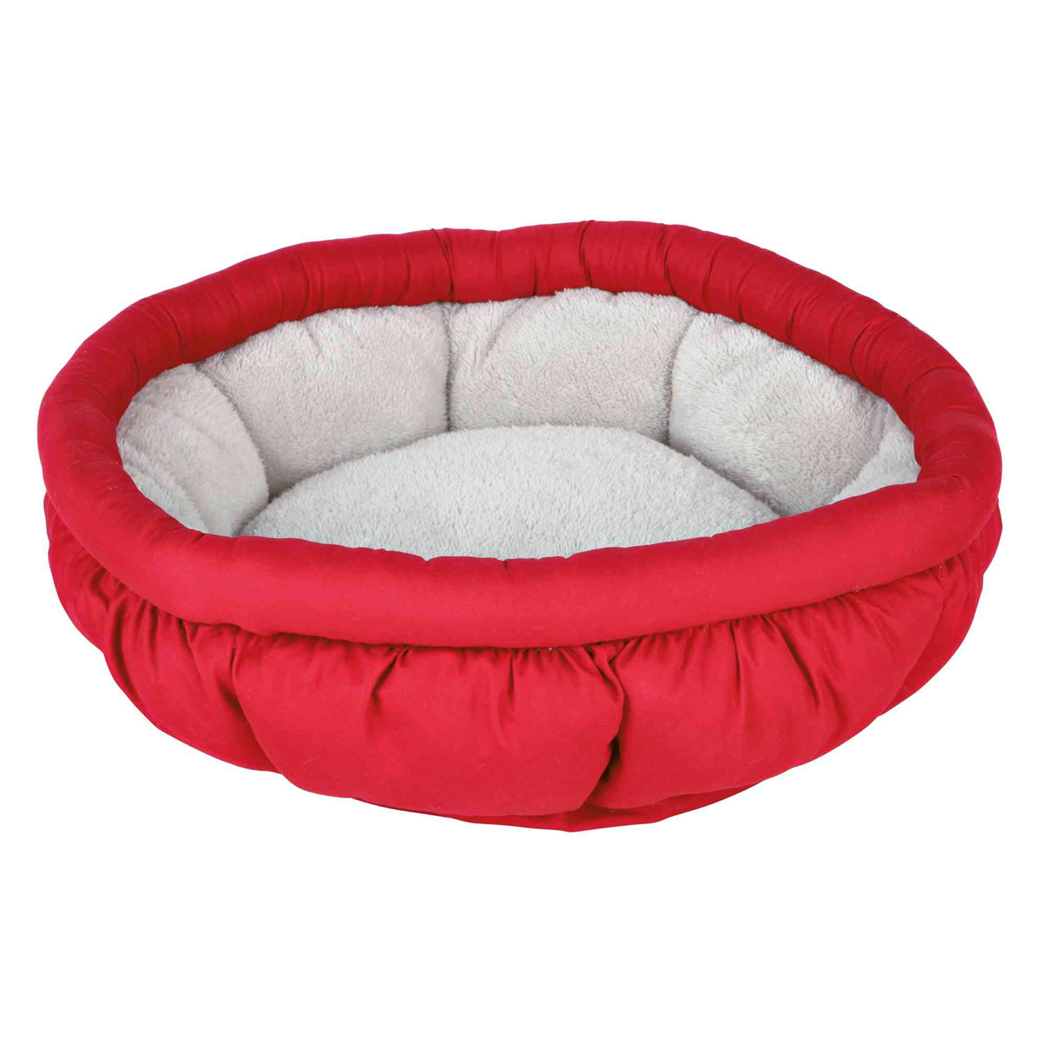 Cama Leona, ø45 cm, Rojo-Gris
