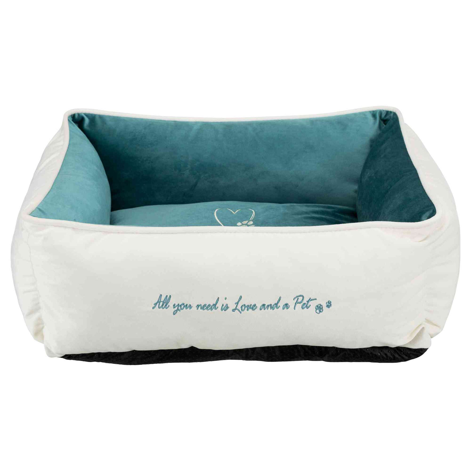 Cama Pet Home, 60 × 50 cm, Crema-Azul Petróleo