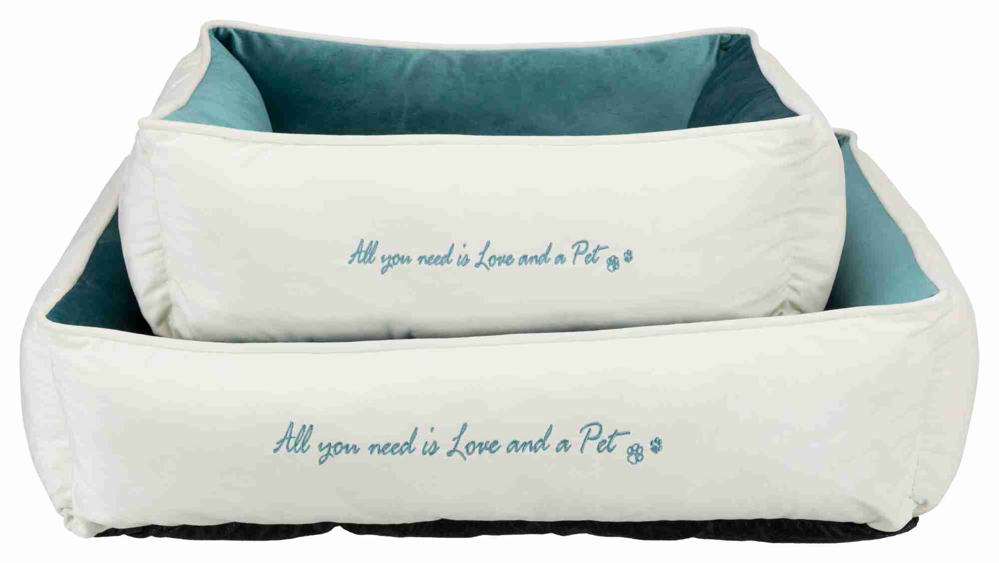 Cama Pet Home, 60 × 50 cm, Crema-Azul Petróleo