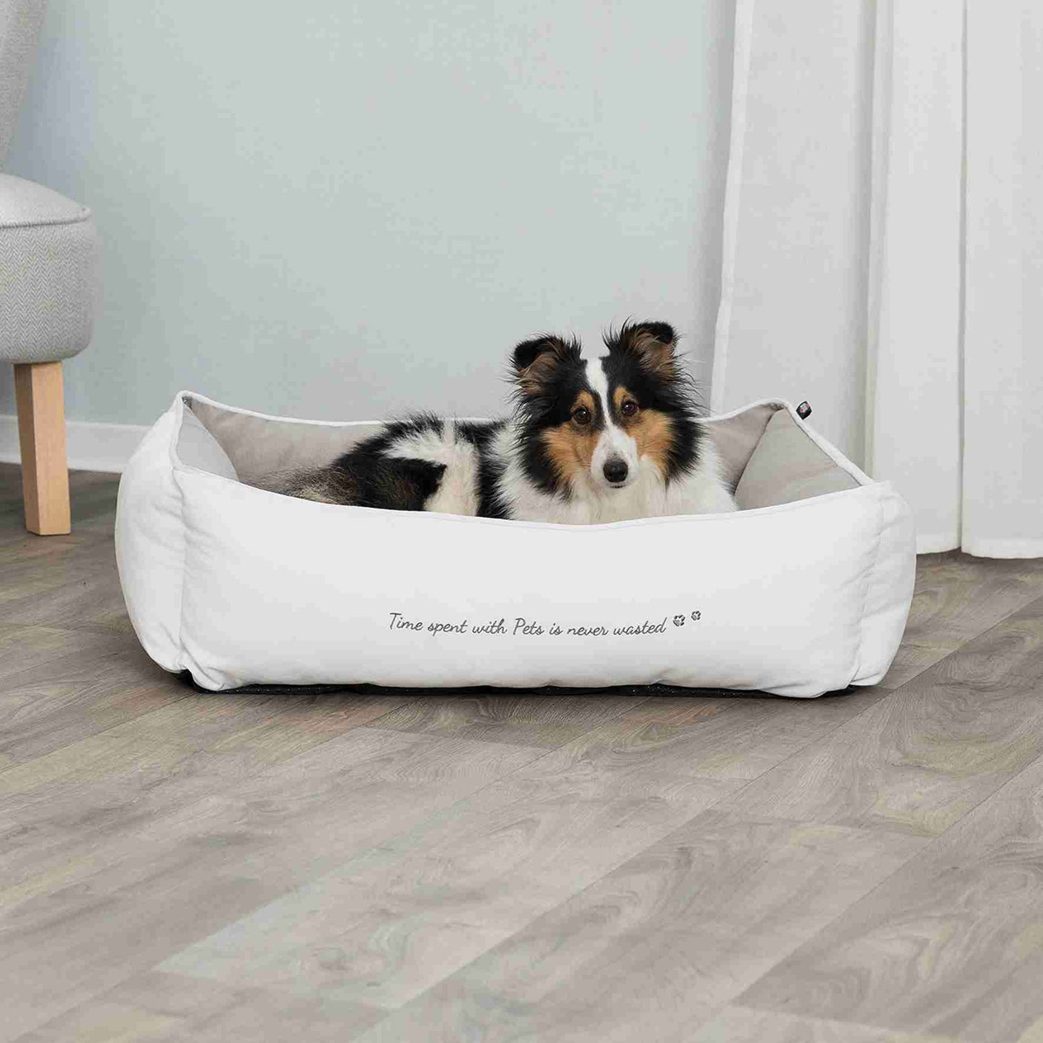 Cama Pet Home, 60 × 50 cm, Blanco-Gris topo