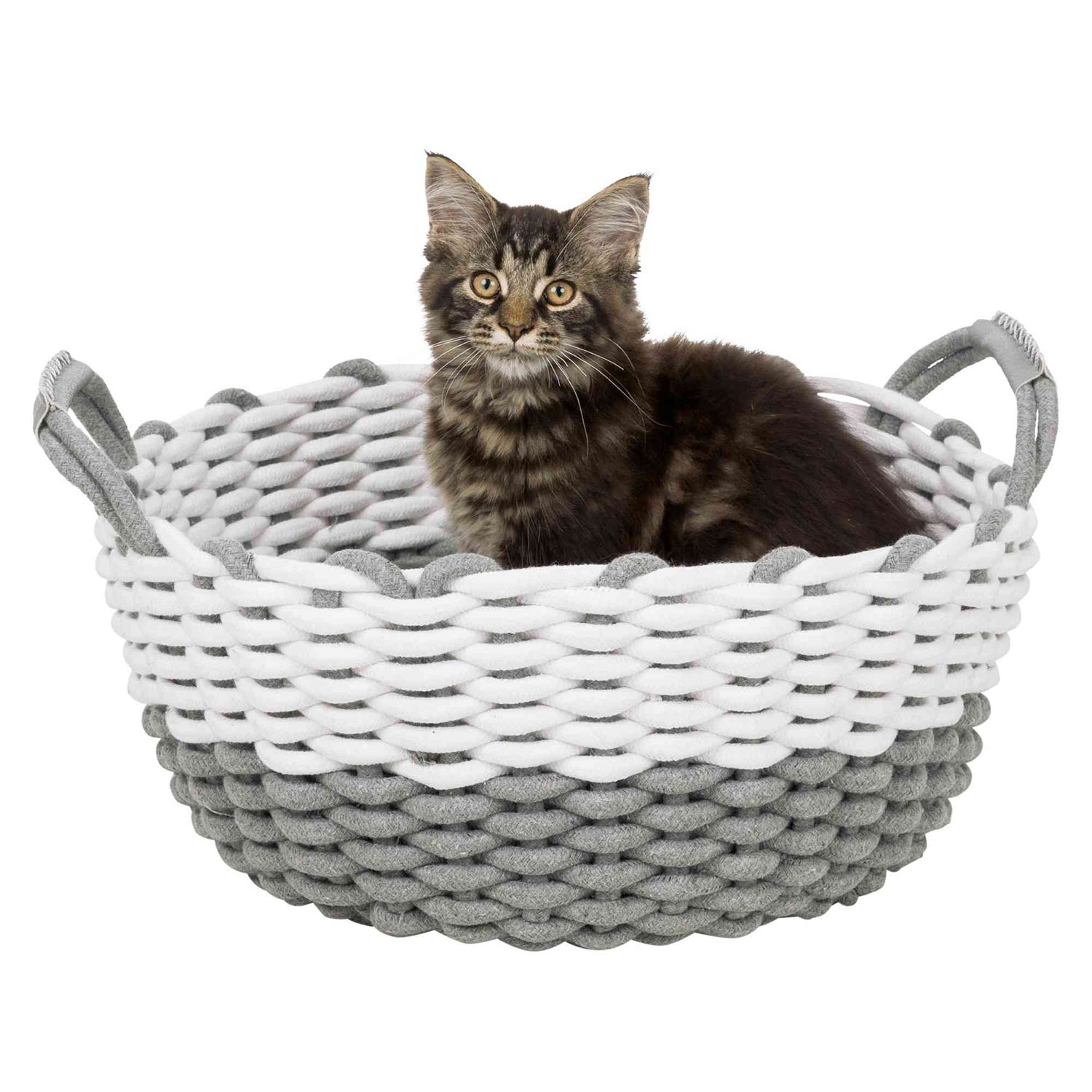 Cesta Nabou, Tejida, ø45 cm, Gris-Blanco