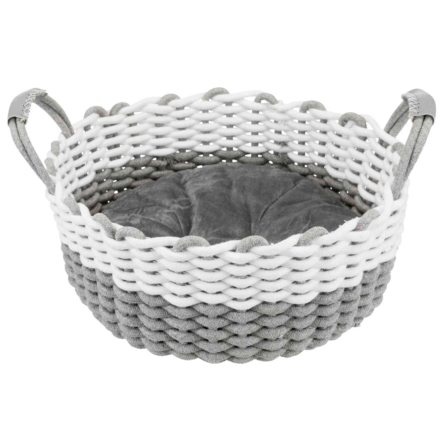 Cesta Nabou, Tejida, ø45 cm, Gris-Blanco
