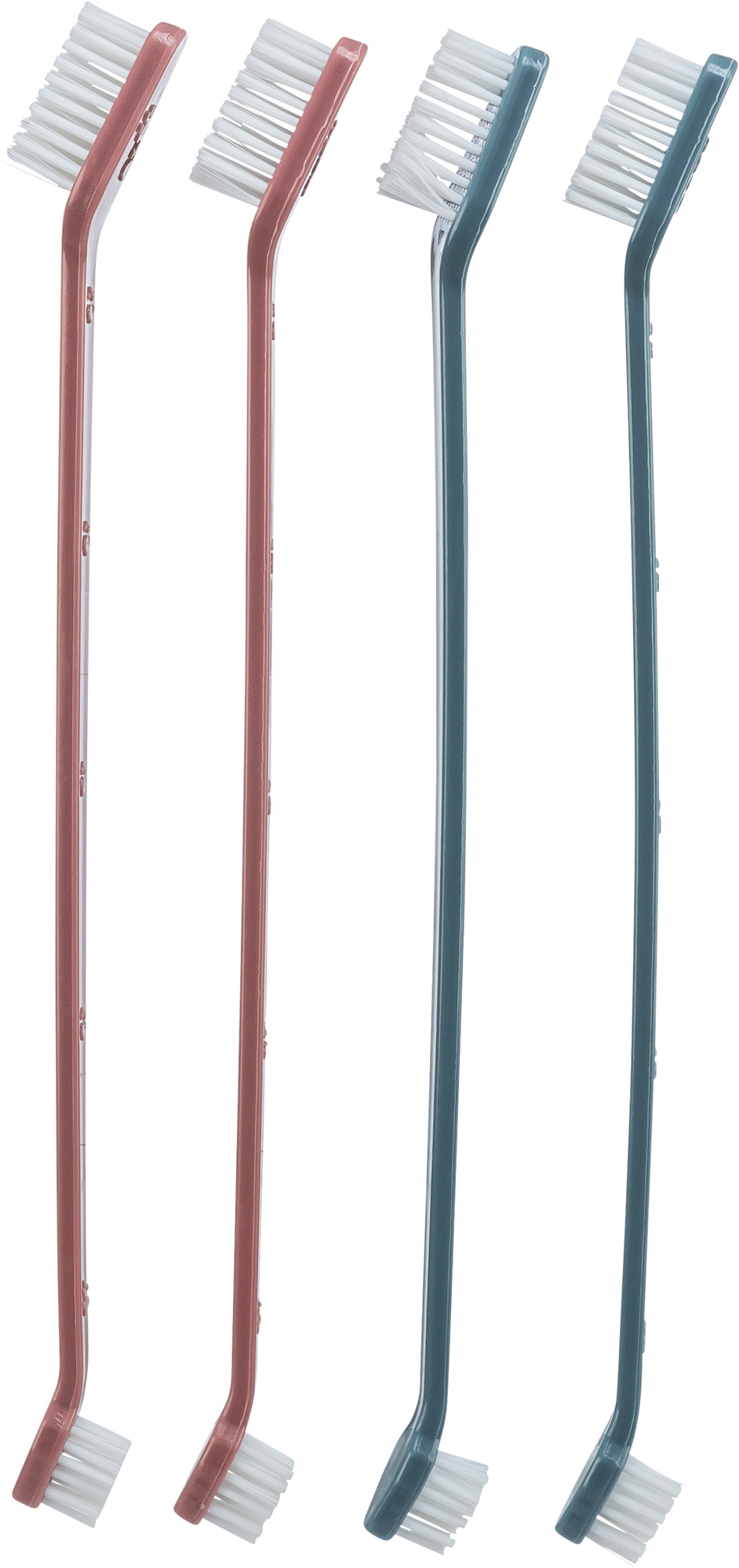 4 Cepillos dientes 23 cm dobles, plástico