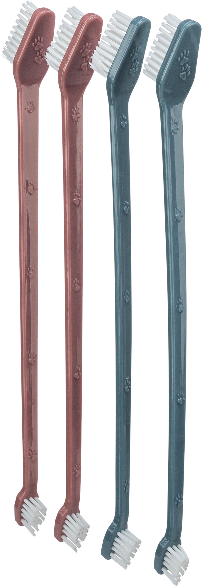 4 Cepillos dientes 23 cm dobles, plástico