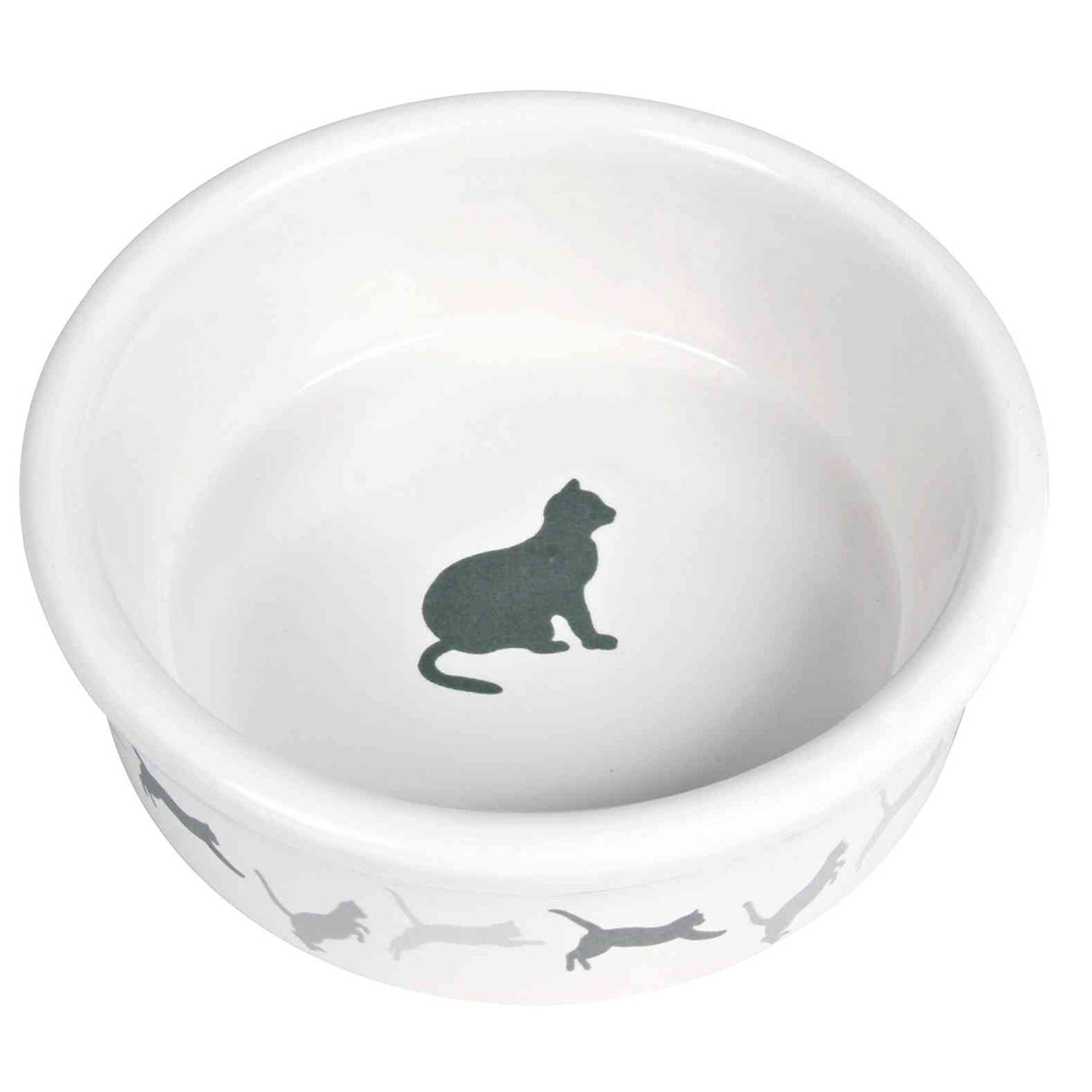 Comedero Cerámica Gatos, motivos, 0.25 l, ø11 cm, Blanco