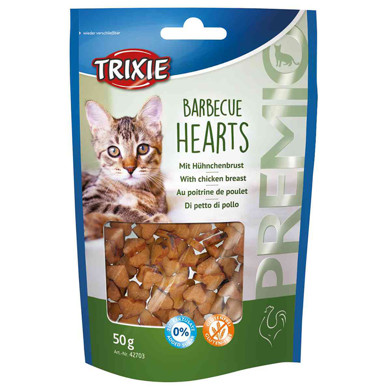 Snack PREMIO Barbecue Hearts, Para gato, 50 g