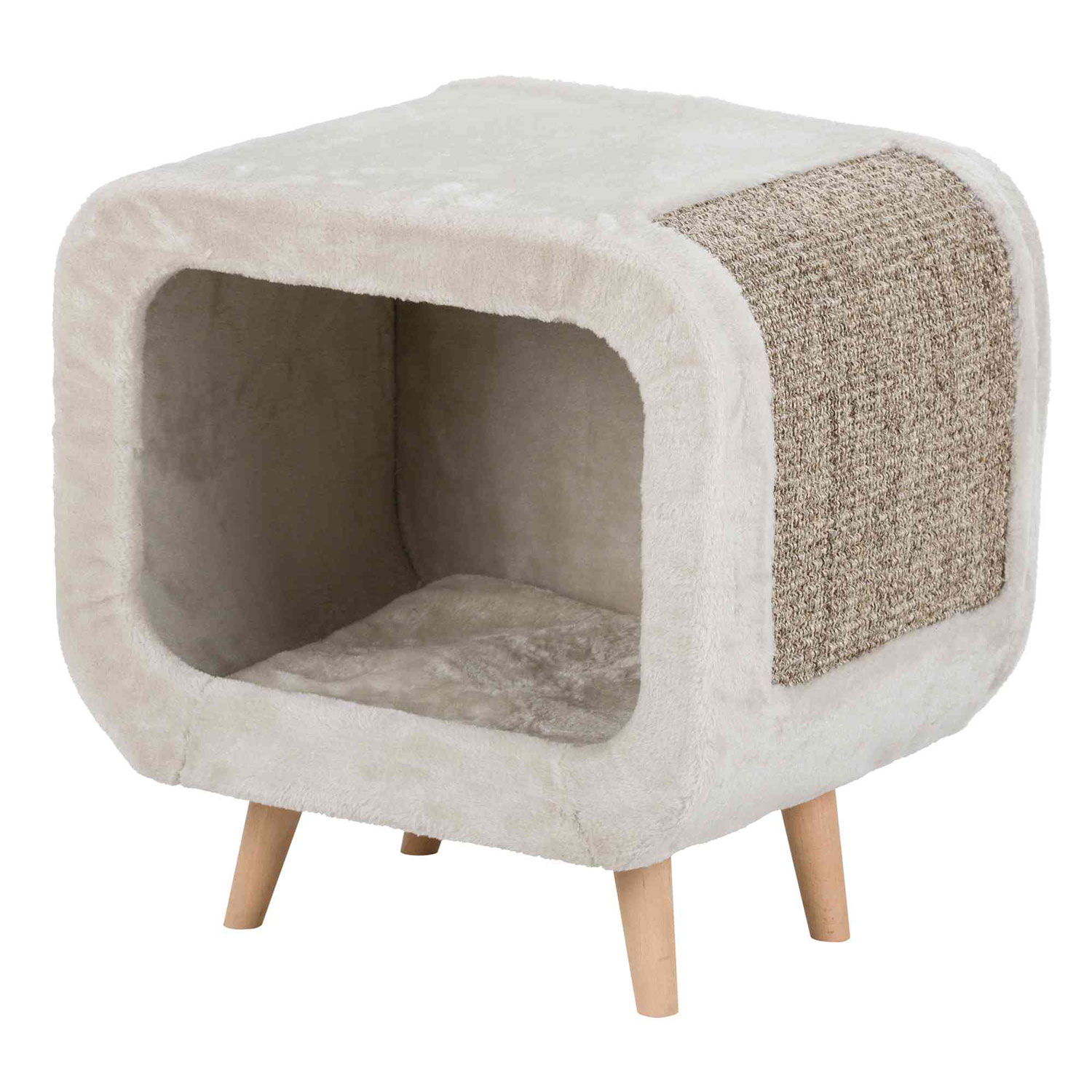 Cueva Alicia, Patas haya, 48 × 48 × 38 cm, Gris-Gris motivo