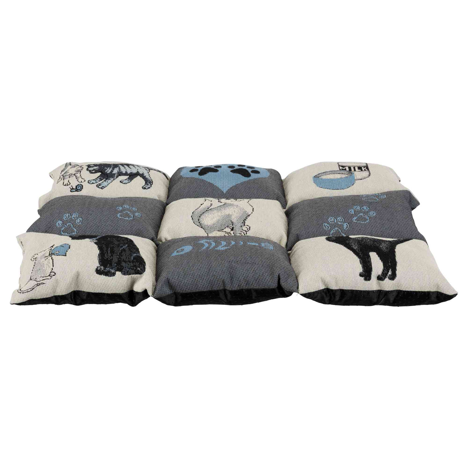 Manta Patchwork Gatos, 55 × 45 cm, Gris-Azul Claro