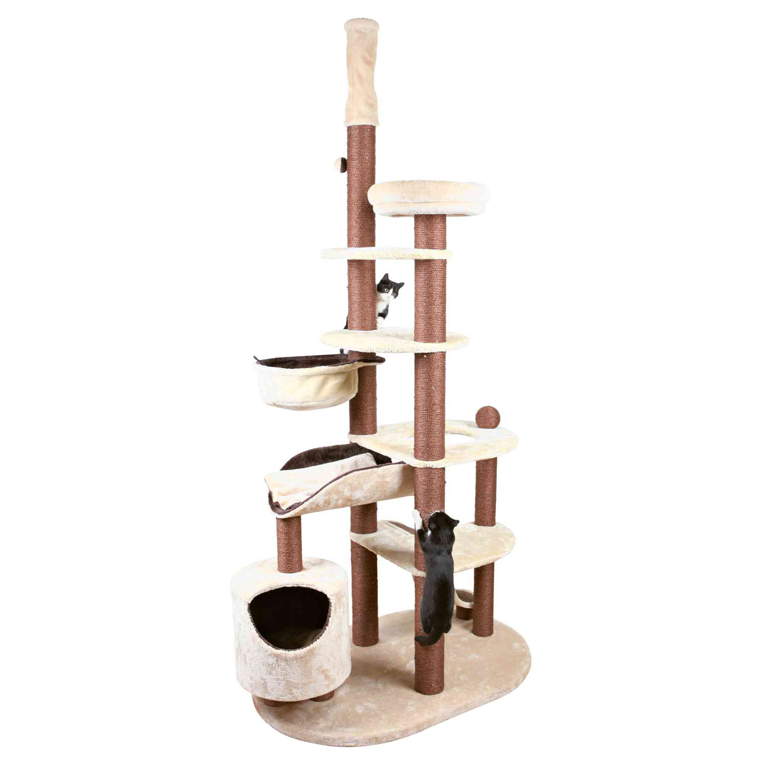 Poste Rascador Nataniel, Su.-Techo, 228-268 cm, Beige/Marrón