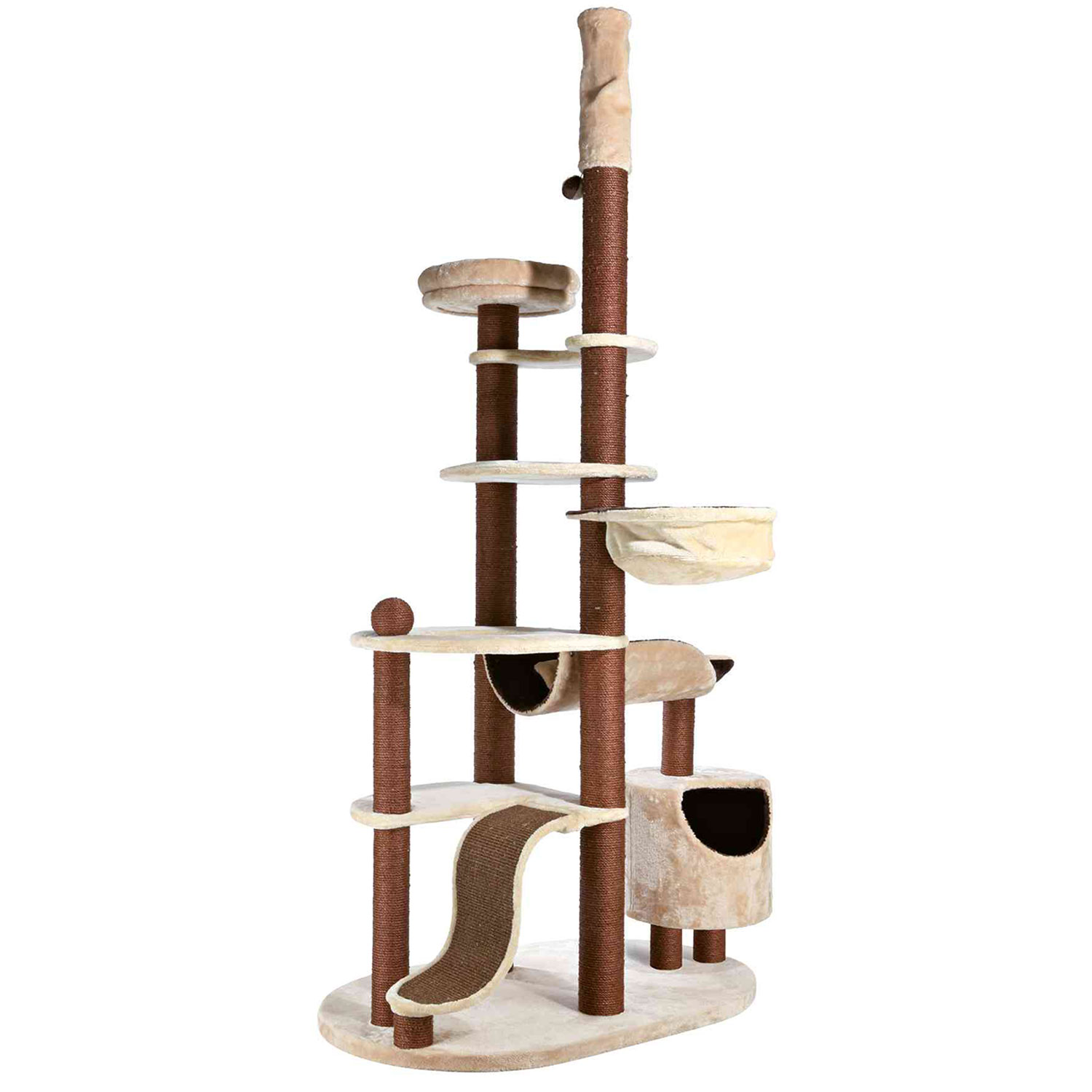 Poste Rascador Nataniel, Su.-Techo, 228-268 cm, Beige/Marrón