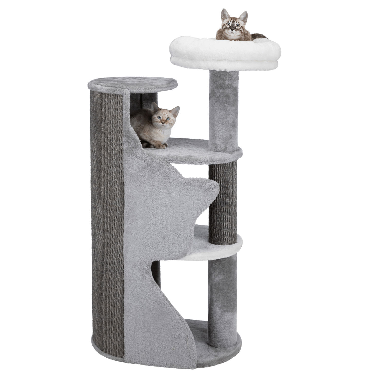 Poste Rascador Adele, 120 cm, Gris-Blanco-Gris