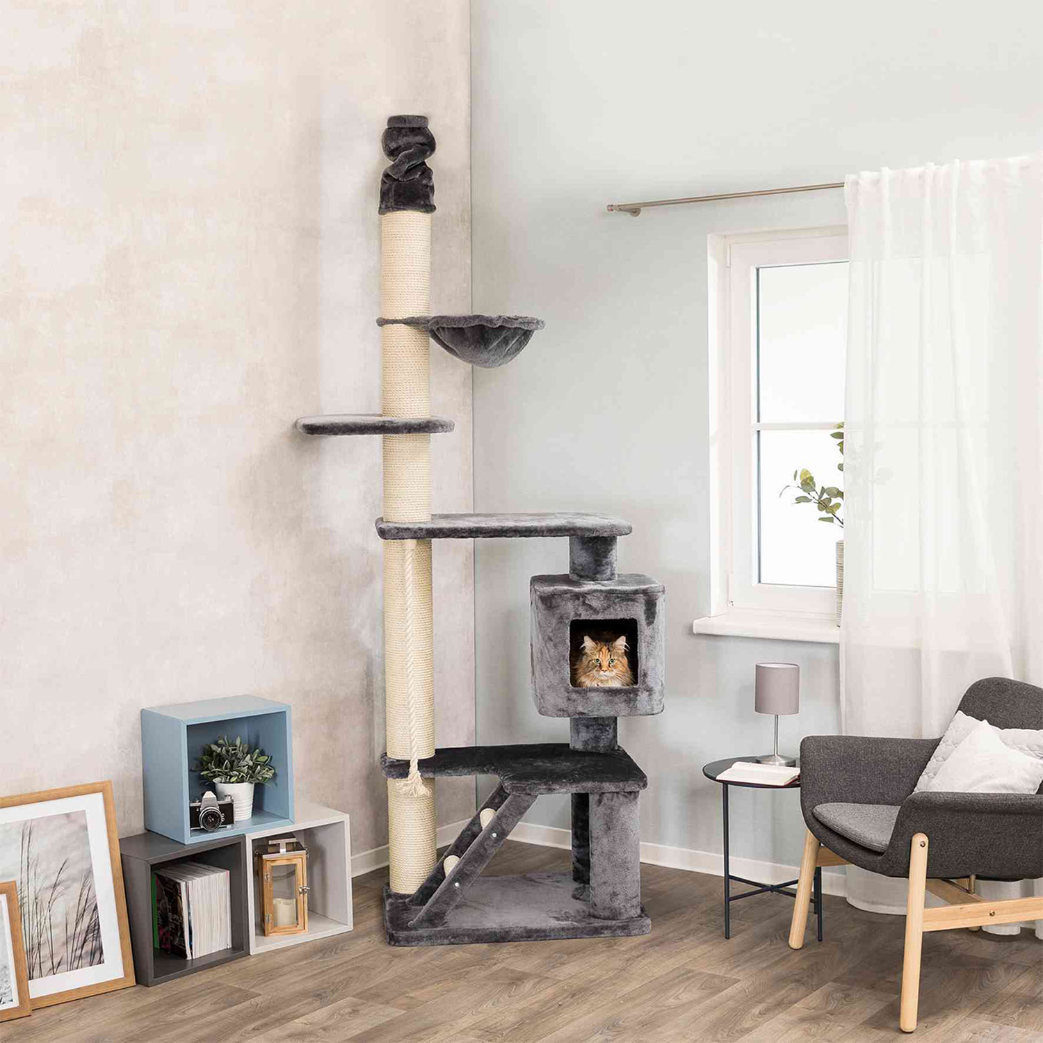 Poste Rascador XXL Tizian, 20–240 cm, Gris