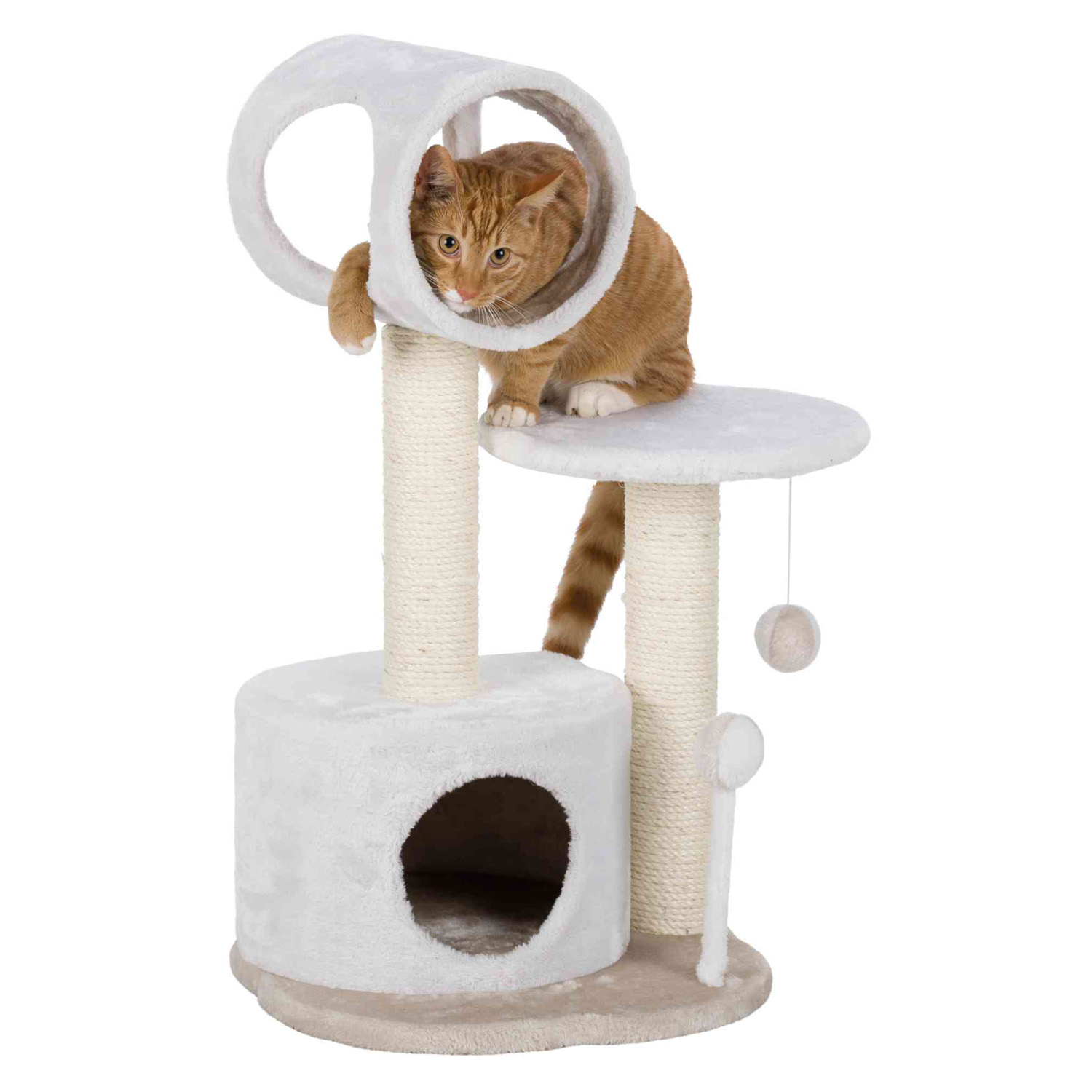 Poste rascador Lucia, 75 cm, Blanco-Gris topo claro