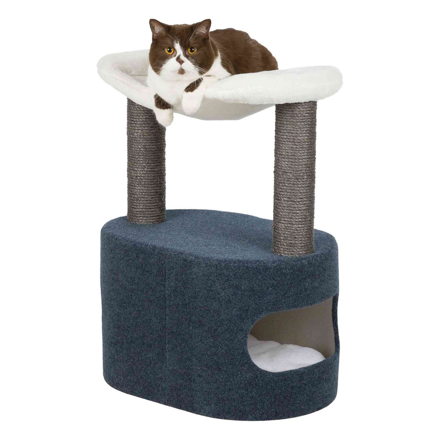 Poste Rascador Meo, 72 cm, Azul-Blanco