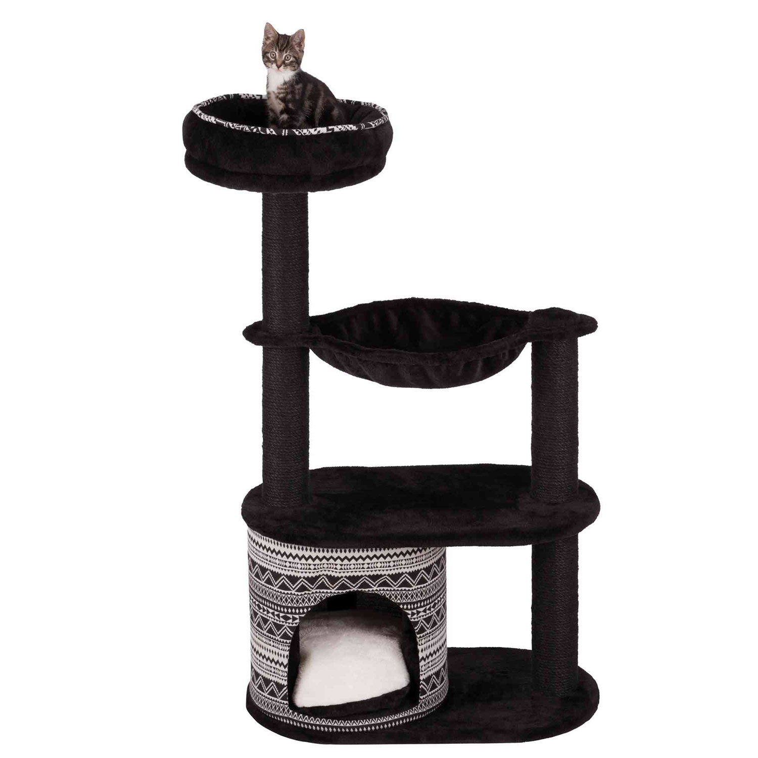 Poste Rascador Giada, 112 cm, Negro-Blanco