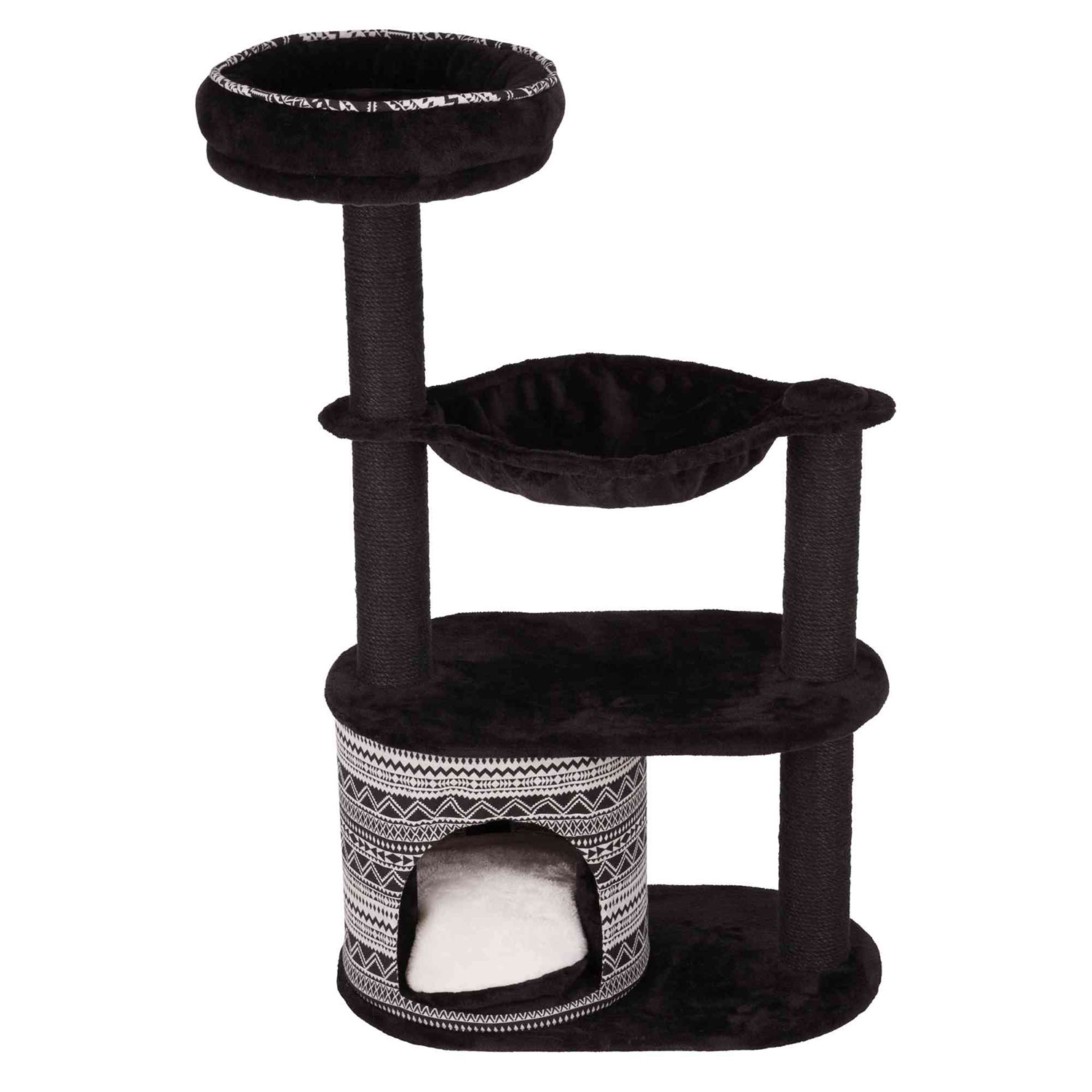 Poste Rascador Giada, 112 cm, Negro-Blanco
