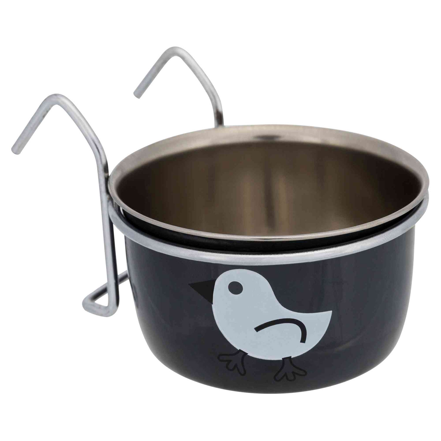 Comedero Acero Inox con gancho y Diseños, 200 ml/ø8 cm