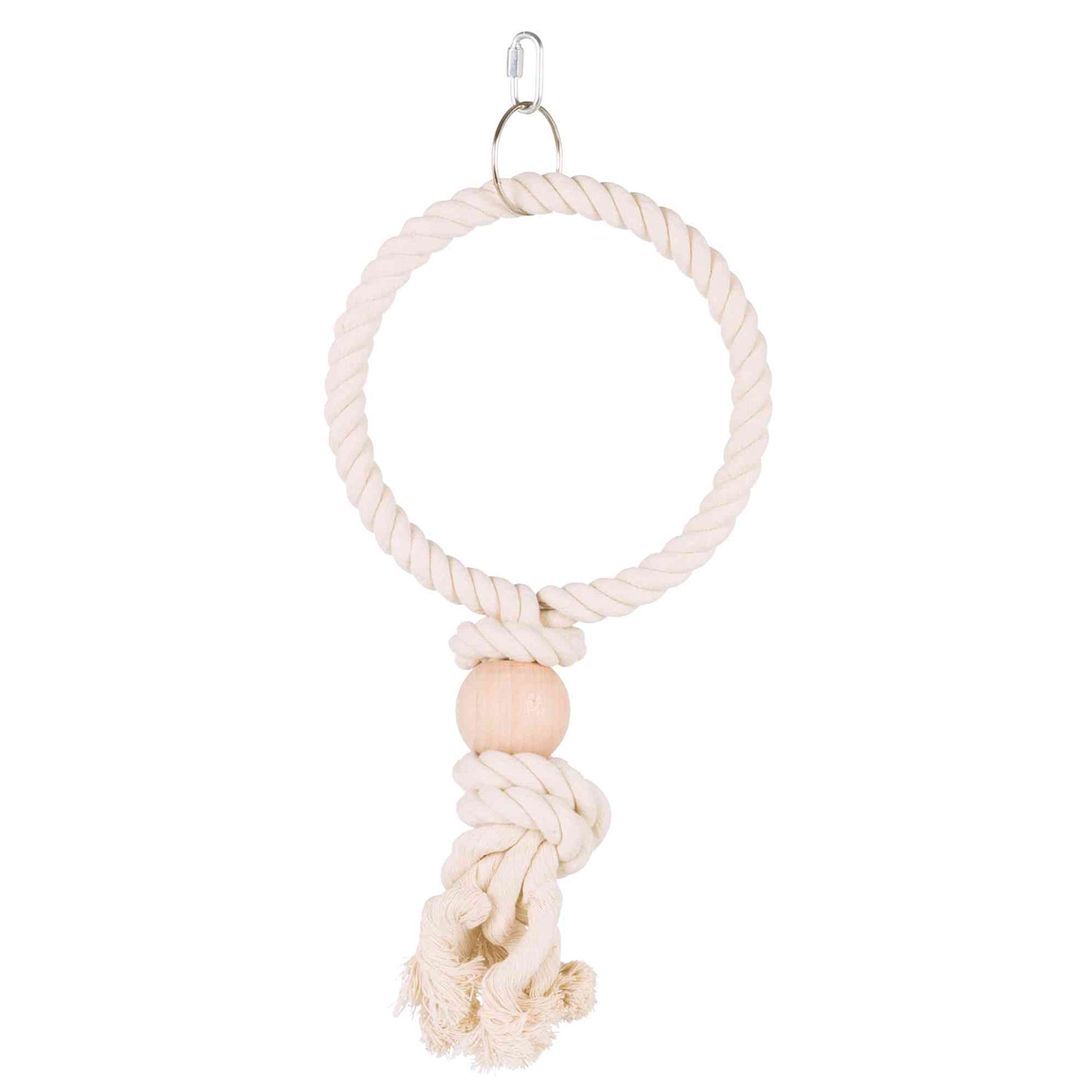 Anilla algodón y bola madera, gancho, ø16 cm