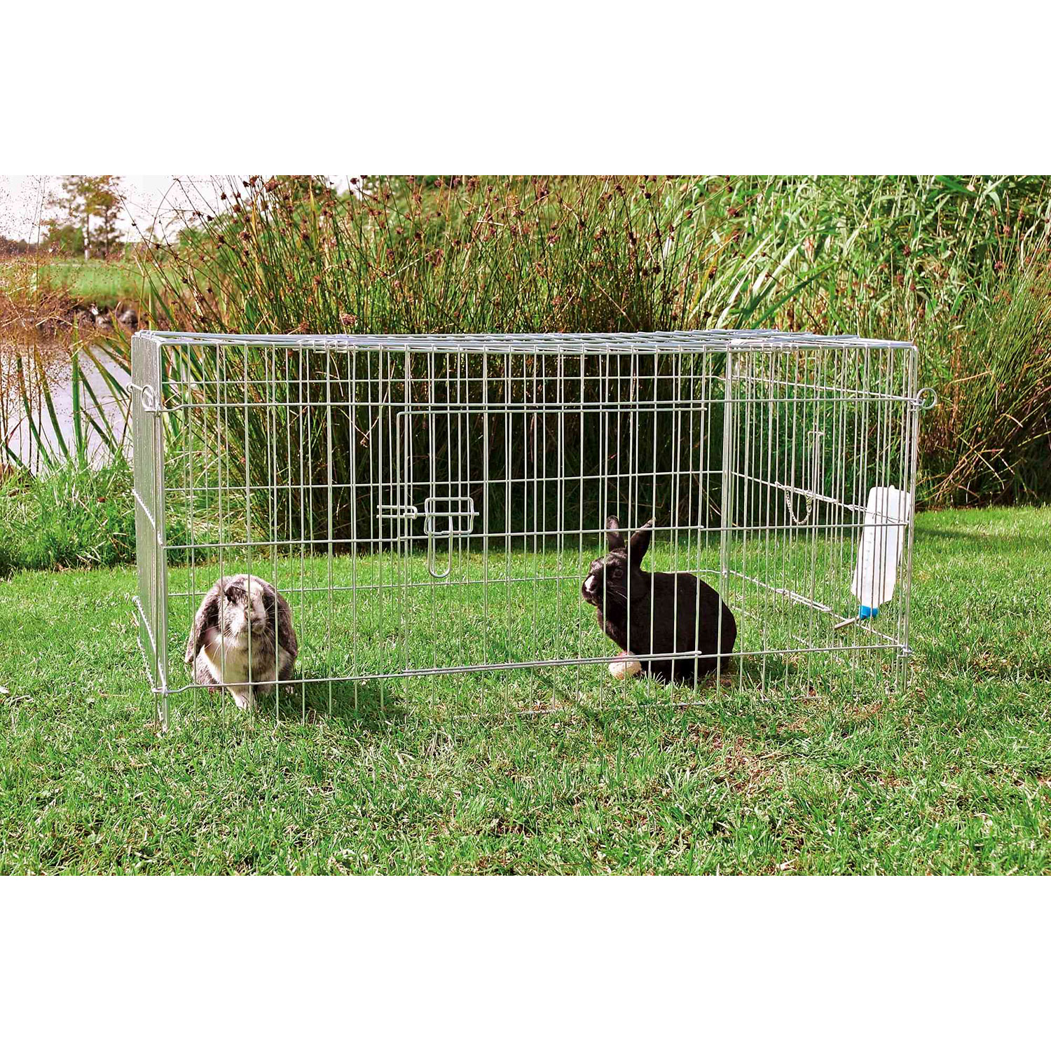Recinto cubierto, Malla Galvanizada, con puertas, 116 × 54 × 76 cm